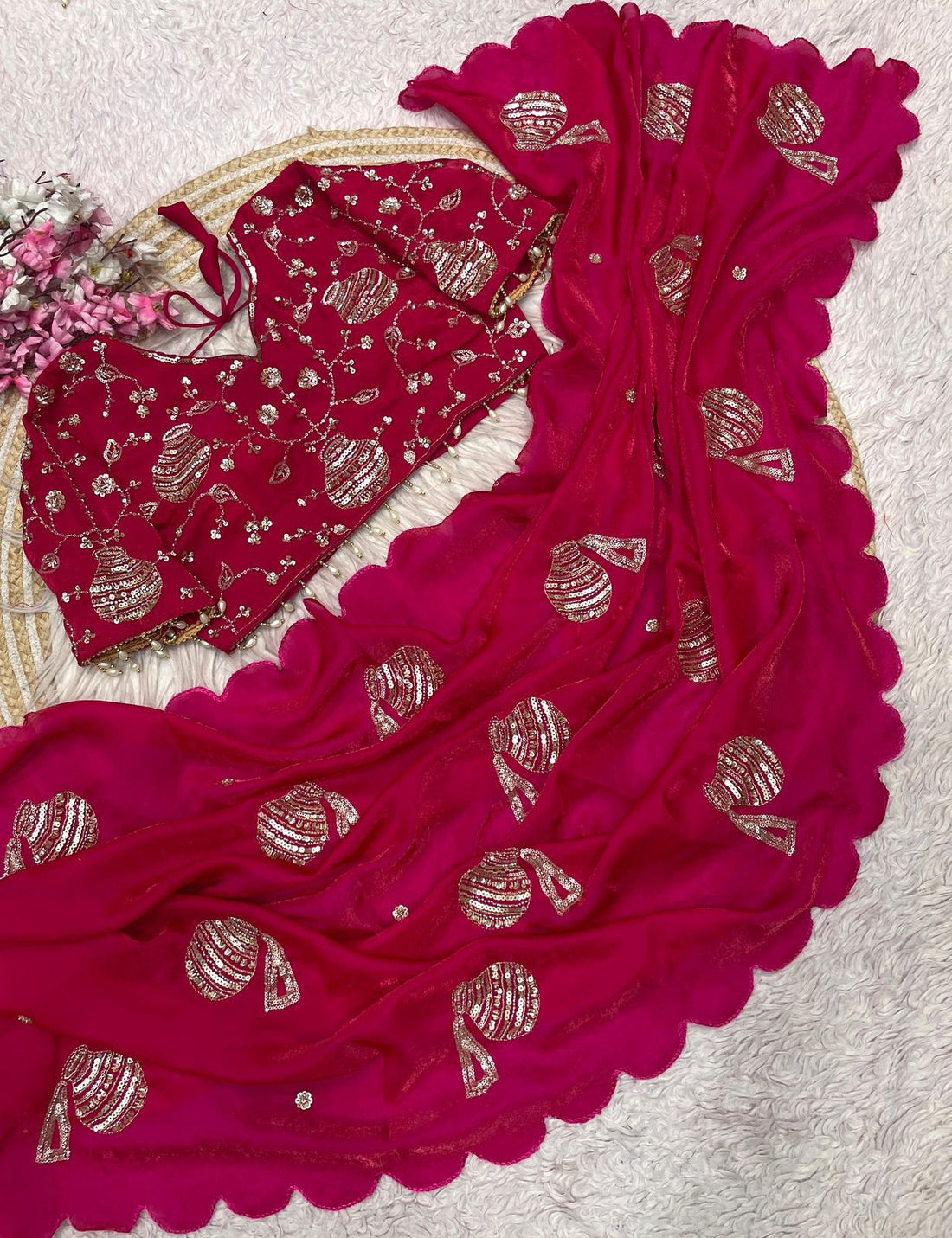 Pongal Special Fandy Silk Sarees with Stitched Blouse
