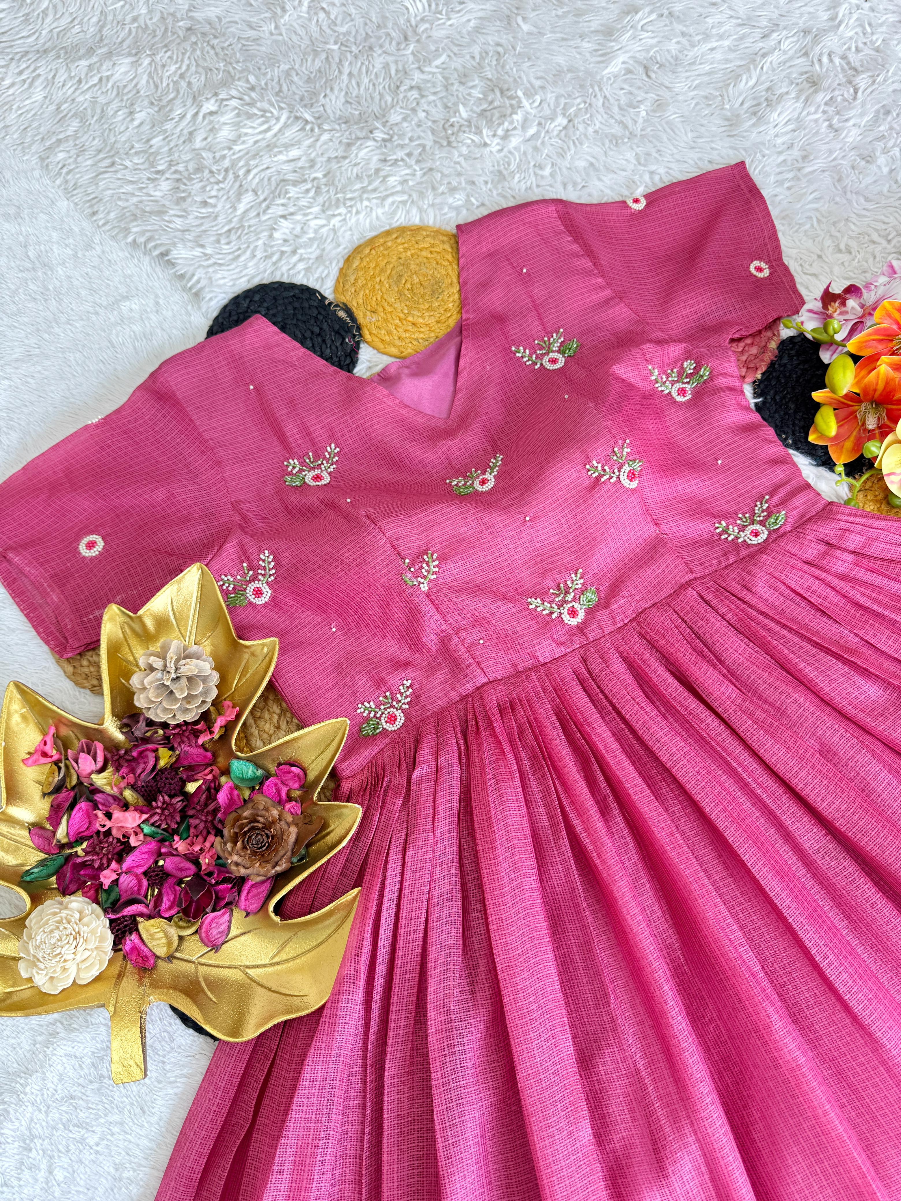 Easy Breath Special Maggam Work Kota Checks Gown