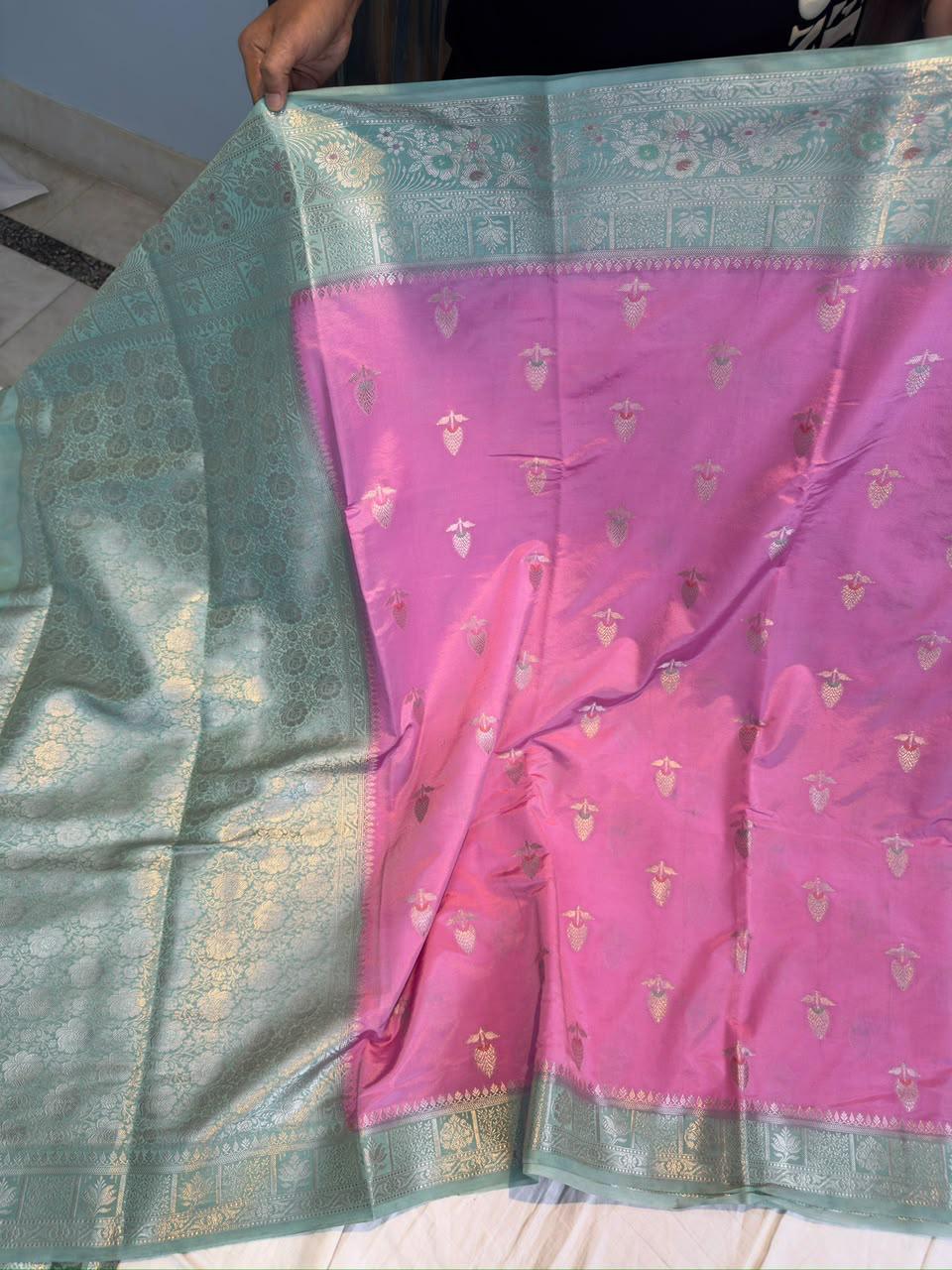 Banarasi Dyble Crystal Katan Soft Silk Saree