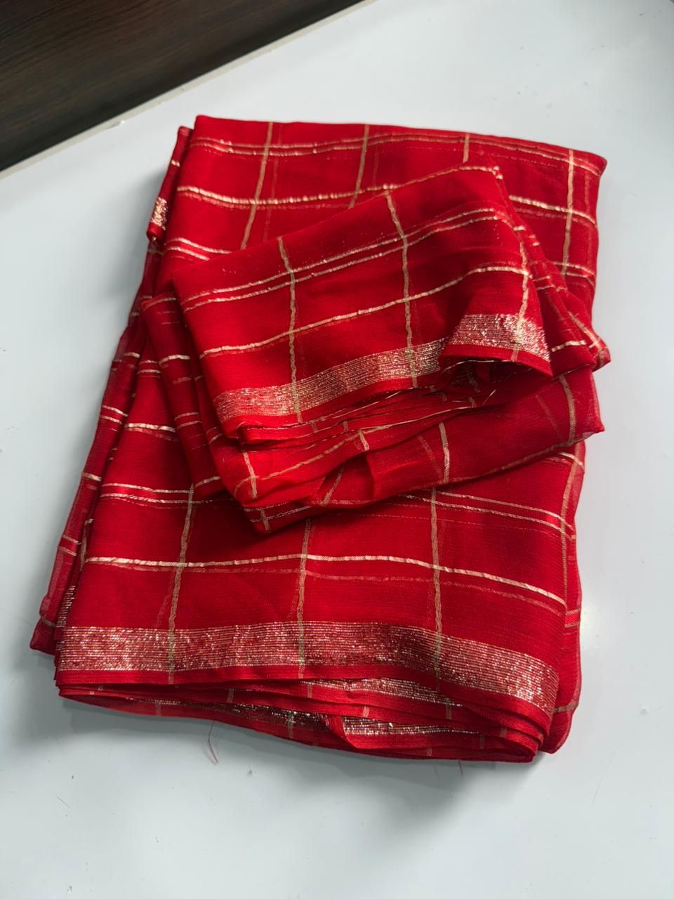 Viscose Georgette Saree With Running Viscose Blouse