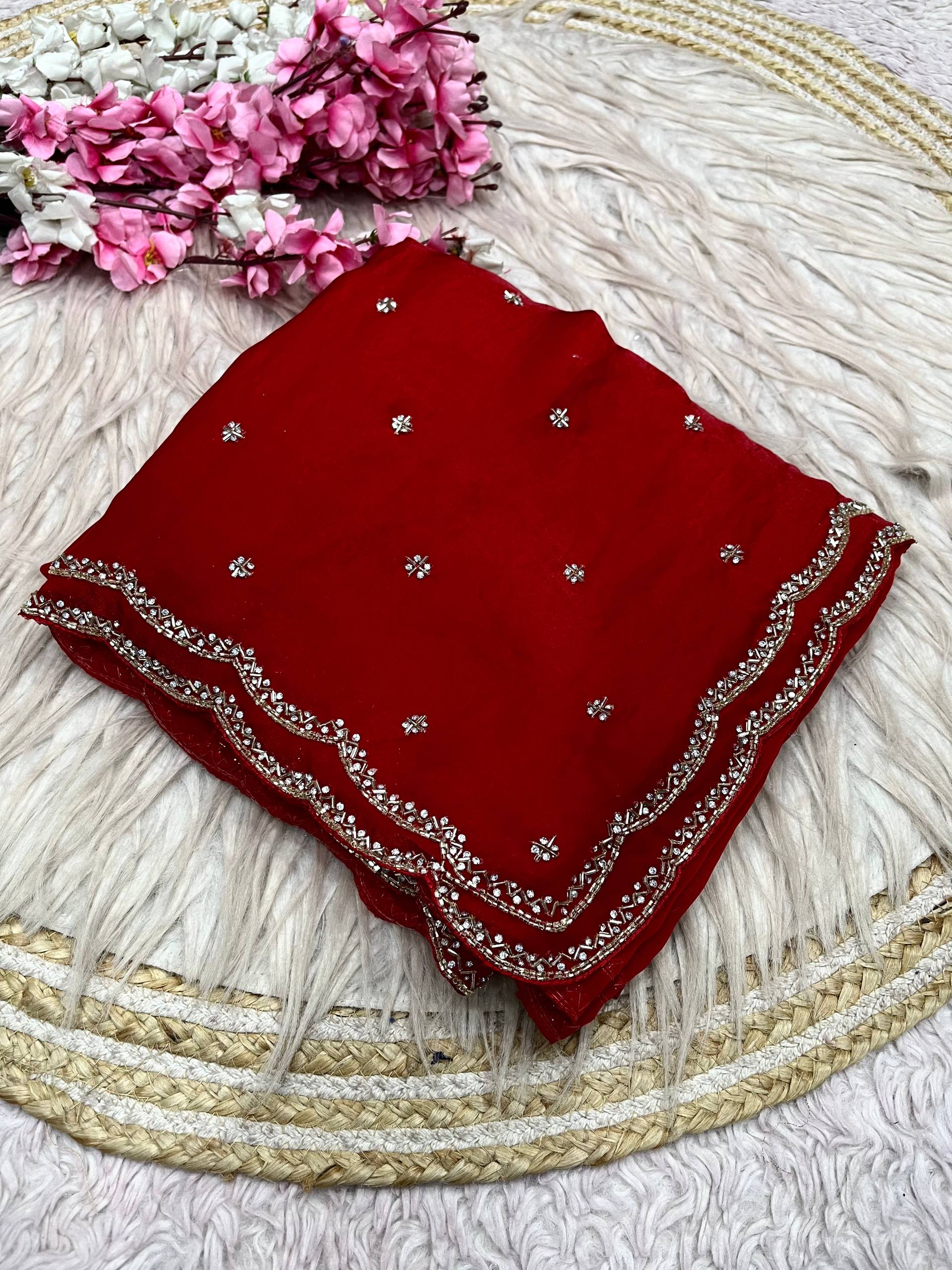 Space Silk Fandy sattin With Beautiful Khatli Cut Dana Handwork Along With Hand Diamond Work