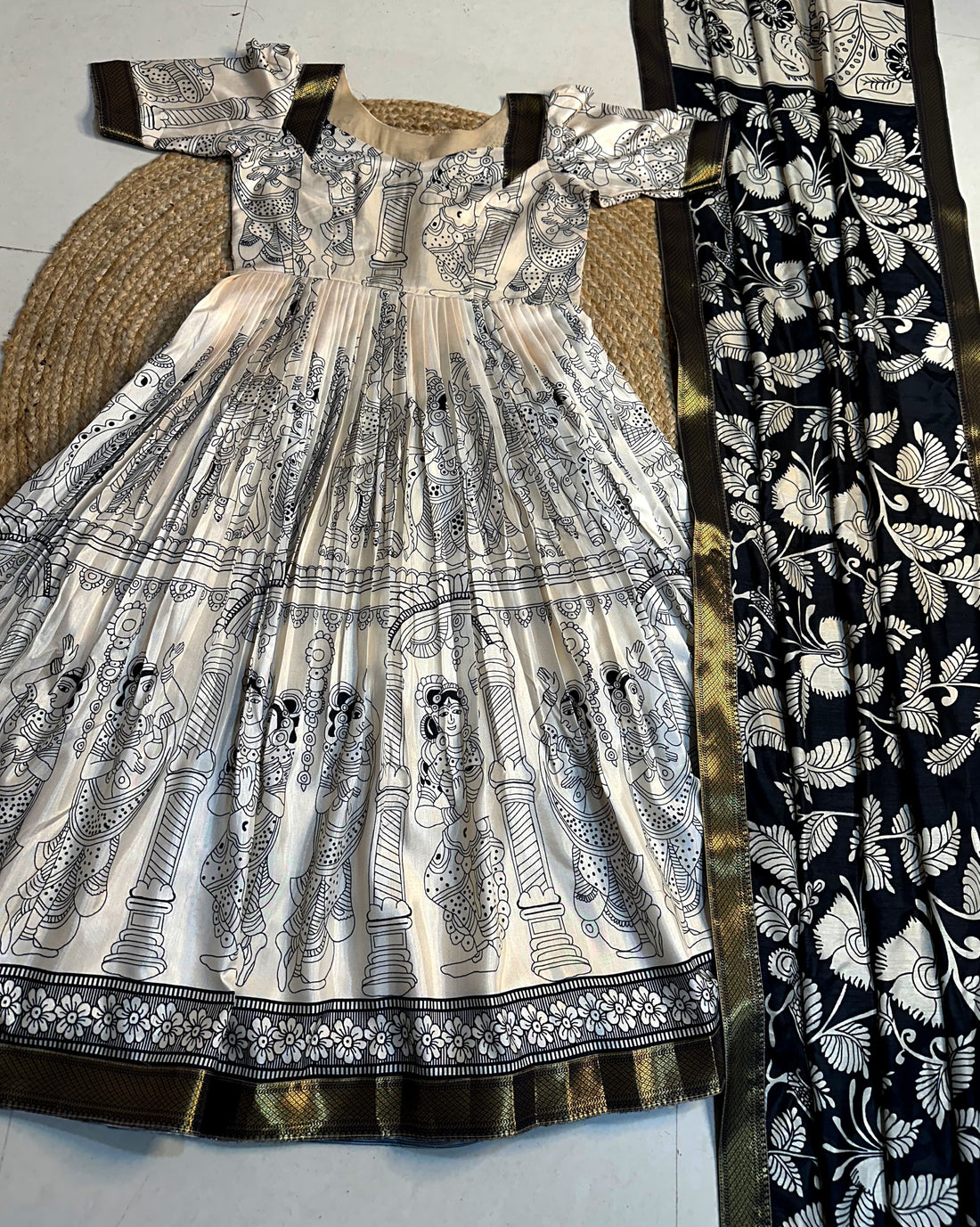 Kalamkari Anarkali Dress with Duppata