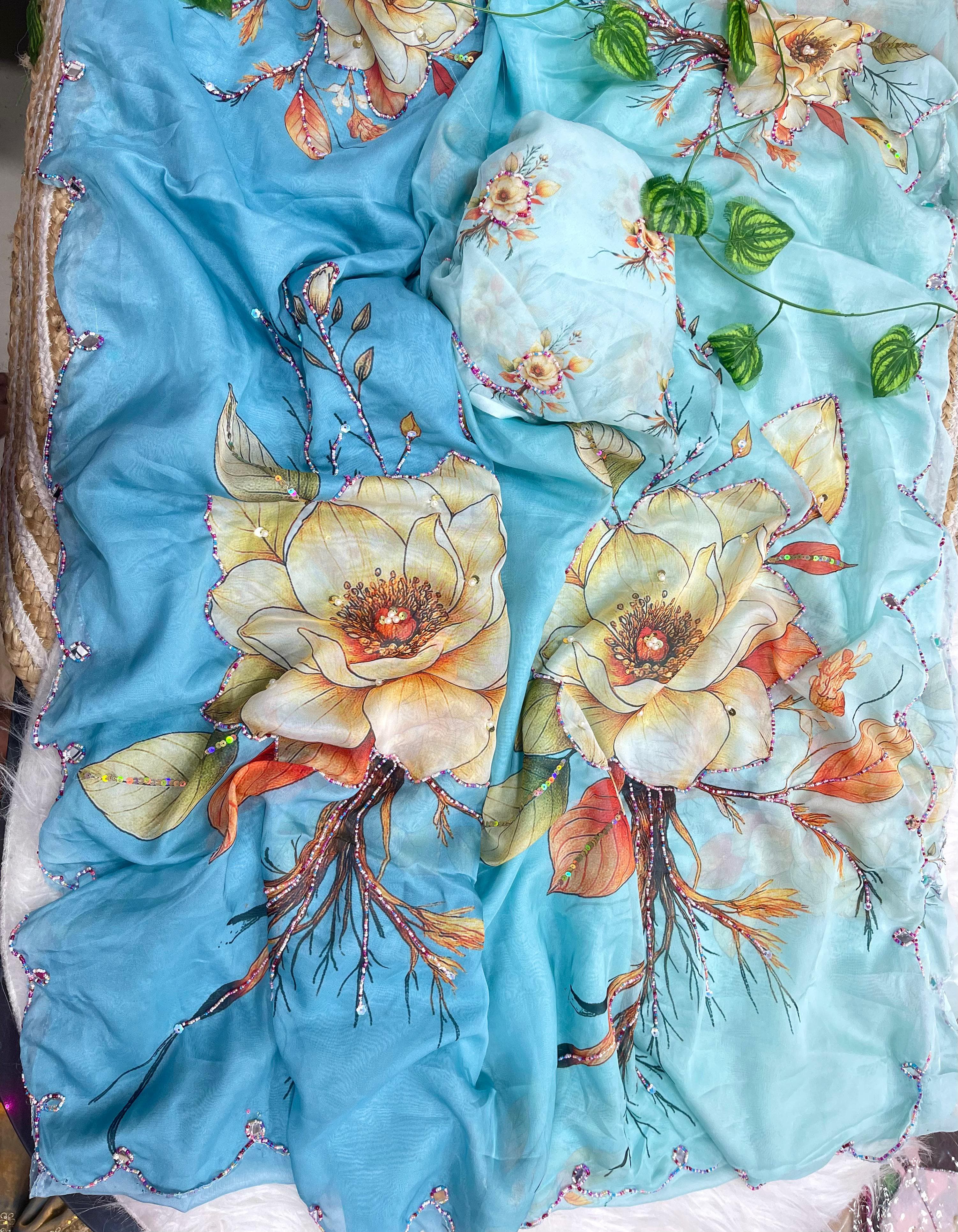 Pure soft tebby designer sarees