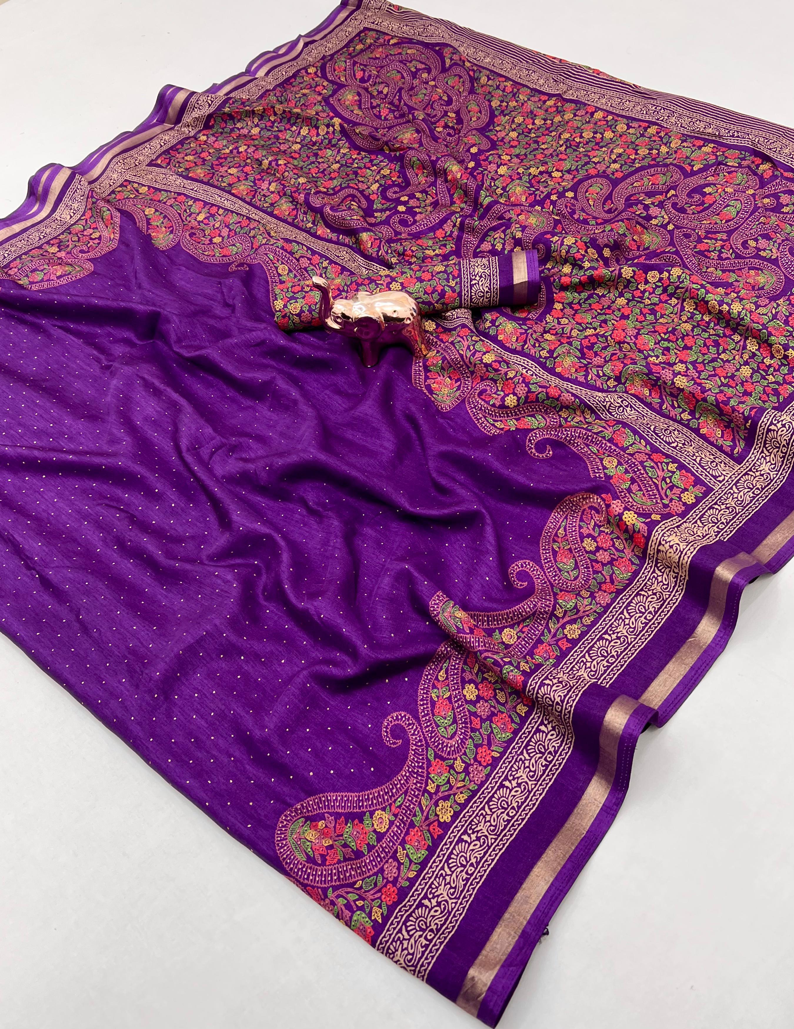 Pure Soft Tusser Saree with kashmiri motifs