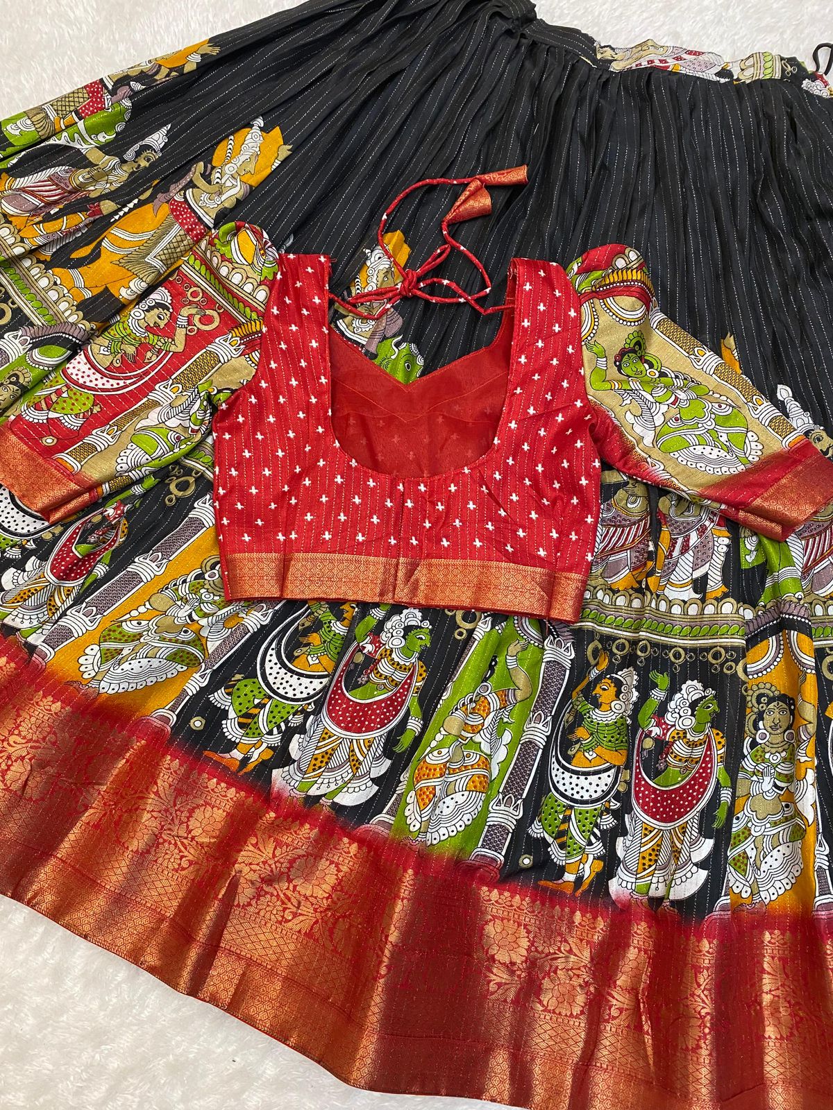 Kalamkari Lehanga Sets with Unstitched Blouse