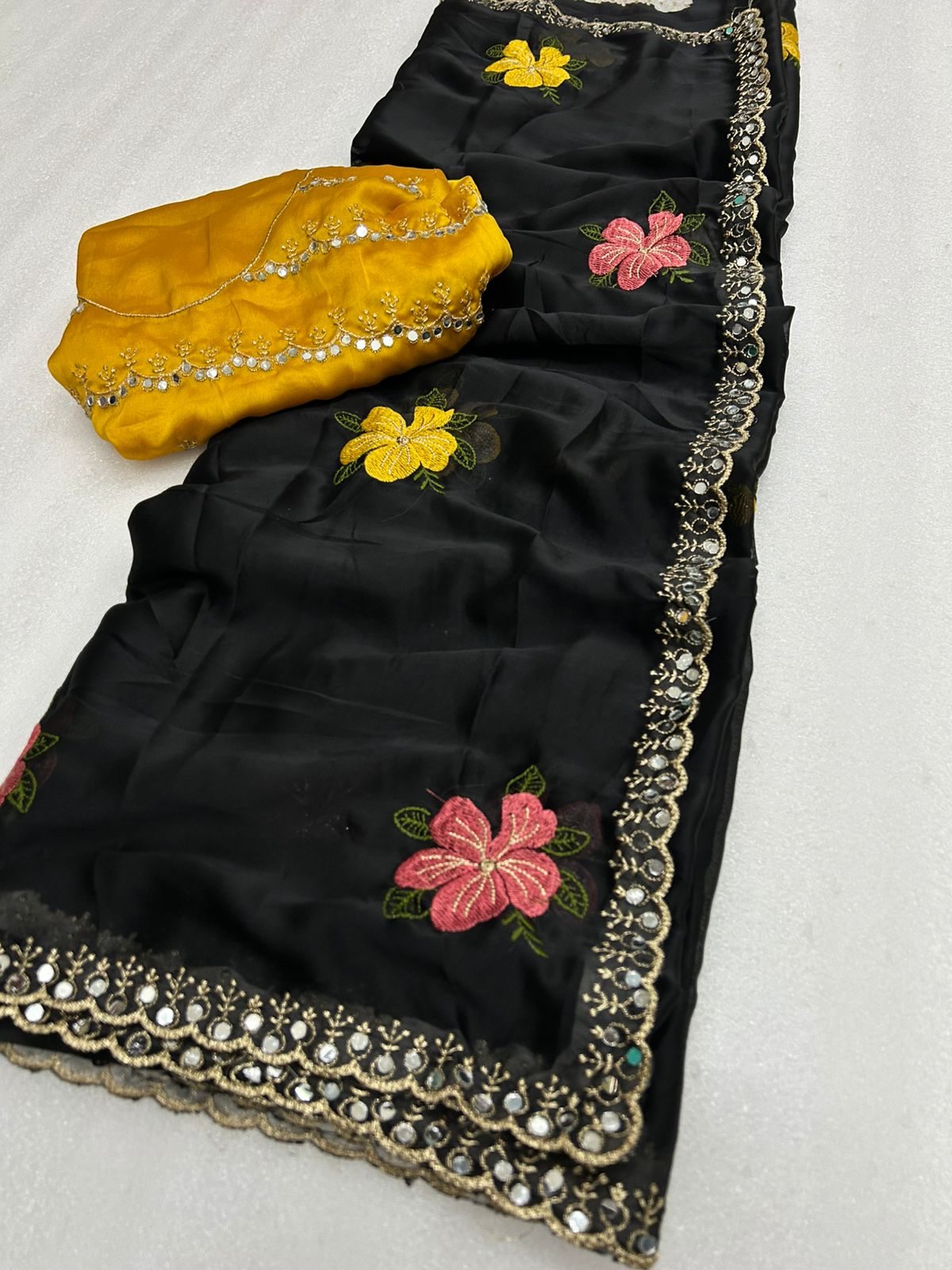 Soft Rangoli Silk with Embroidery Work