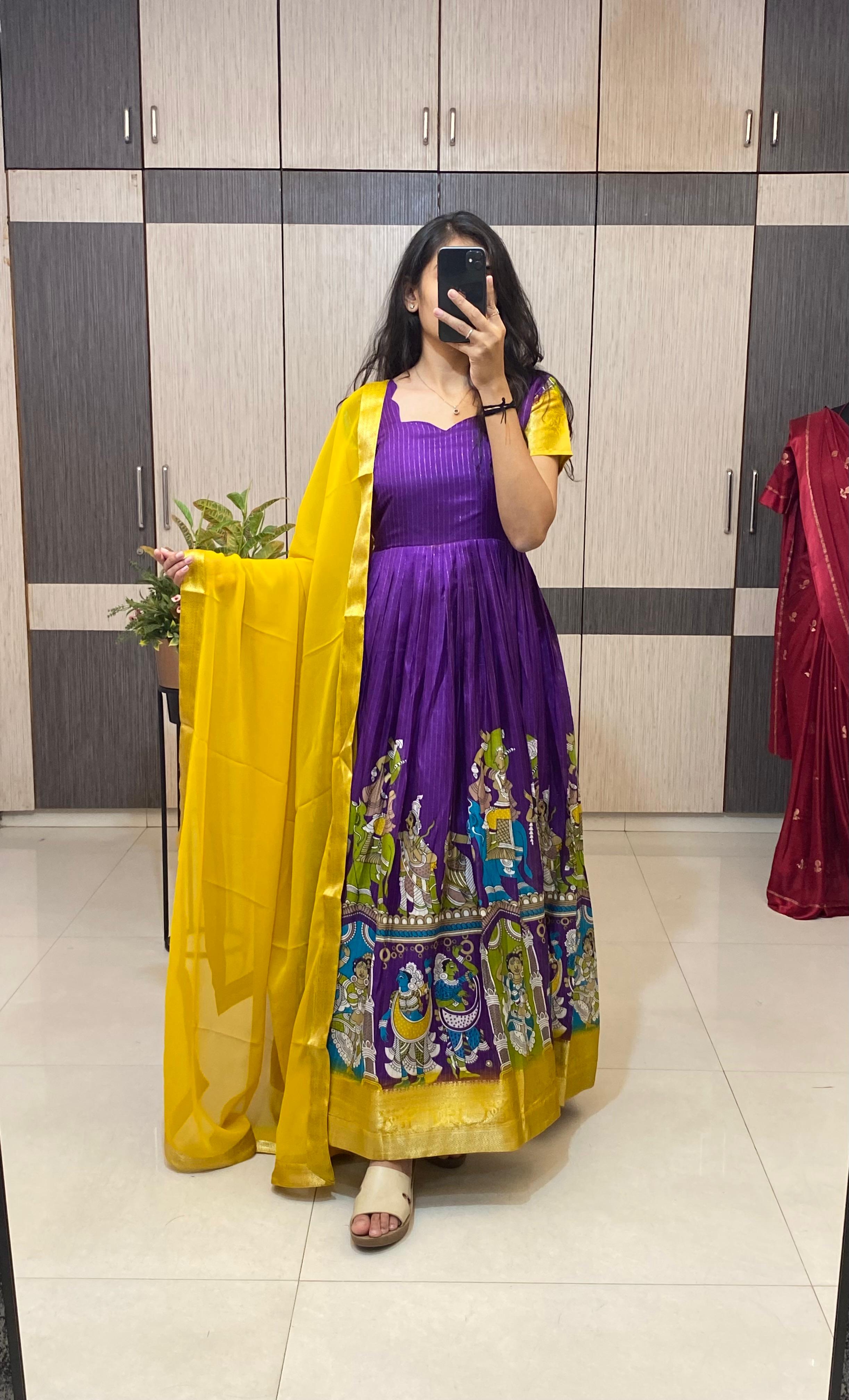 Zari dola frock with Georgette Dupatta