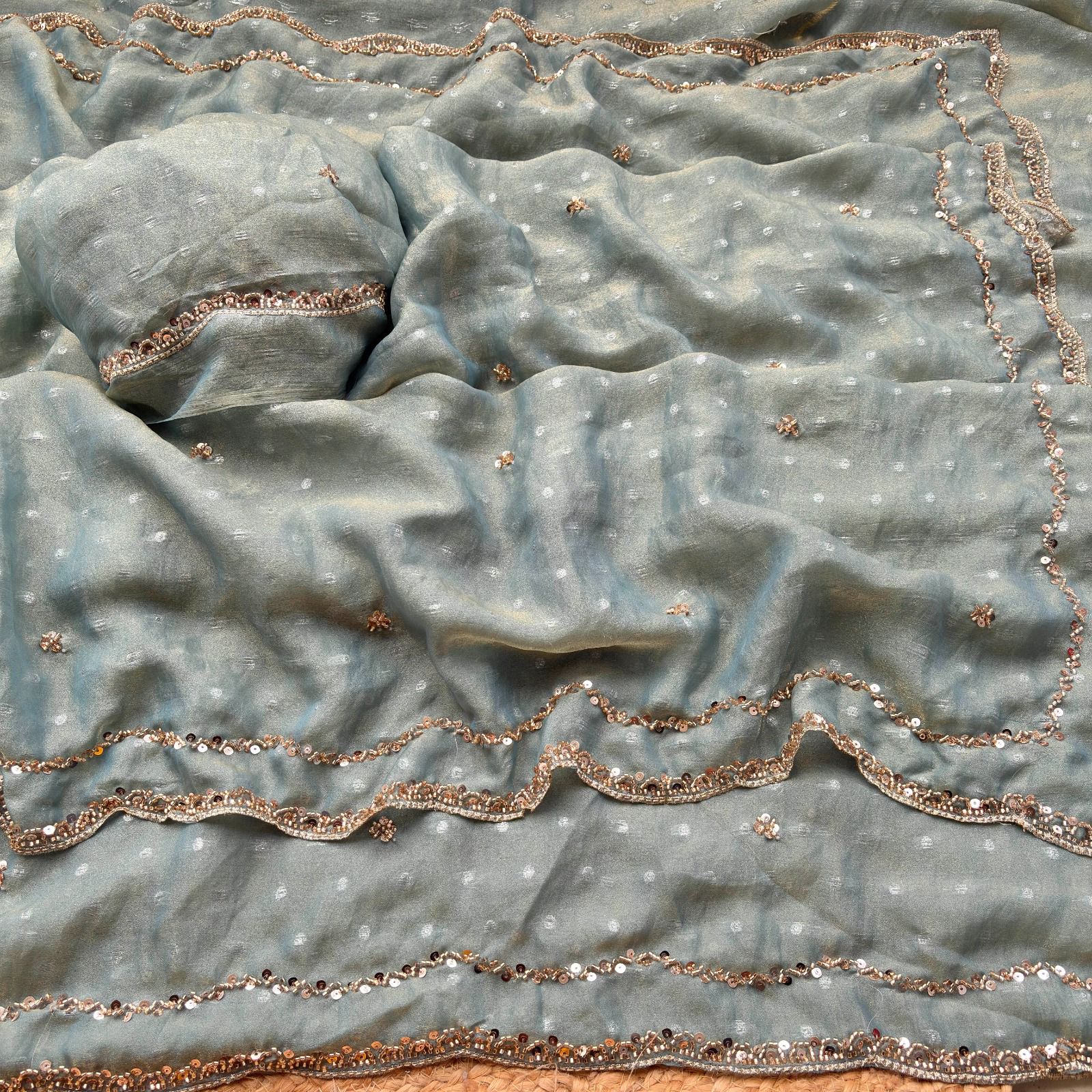 DESIGNER CUT DANA C-PALLU HANDWORK PARTY WERE SAREE