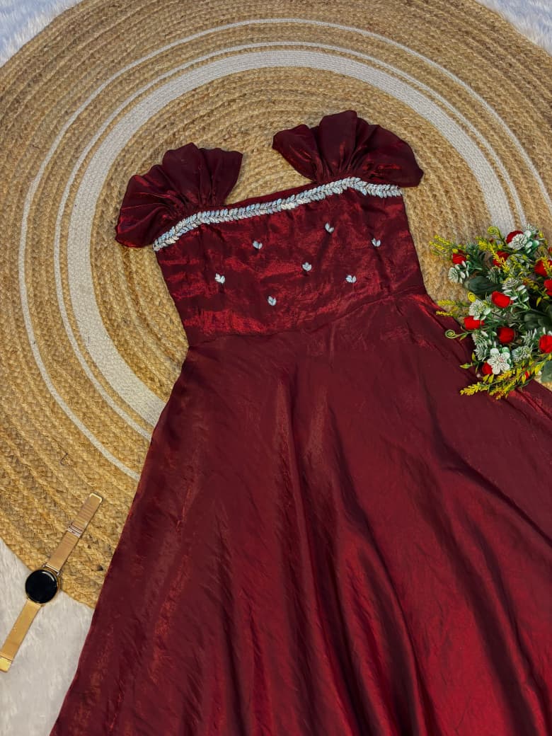 Premium Space Silk Handwork Maxi Gown