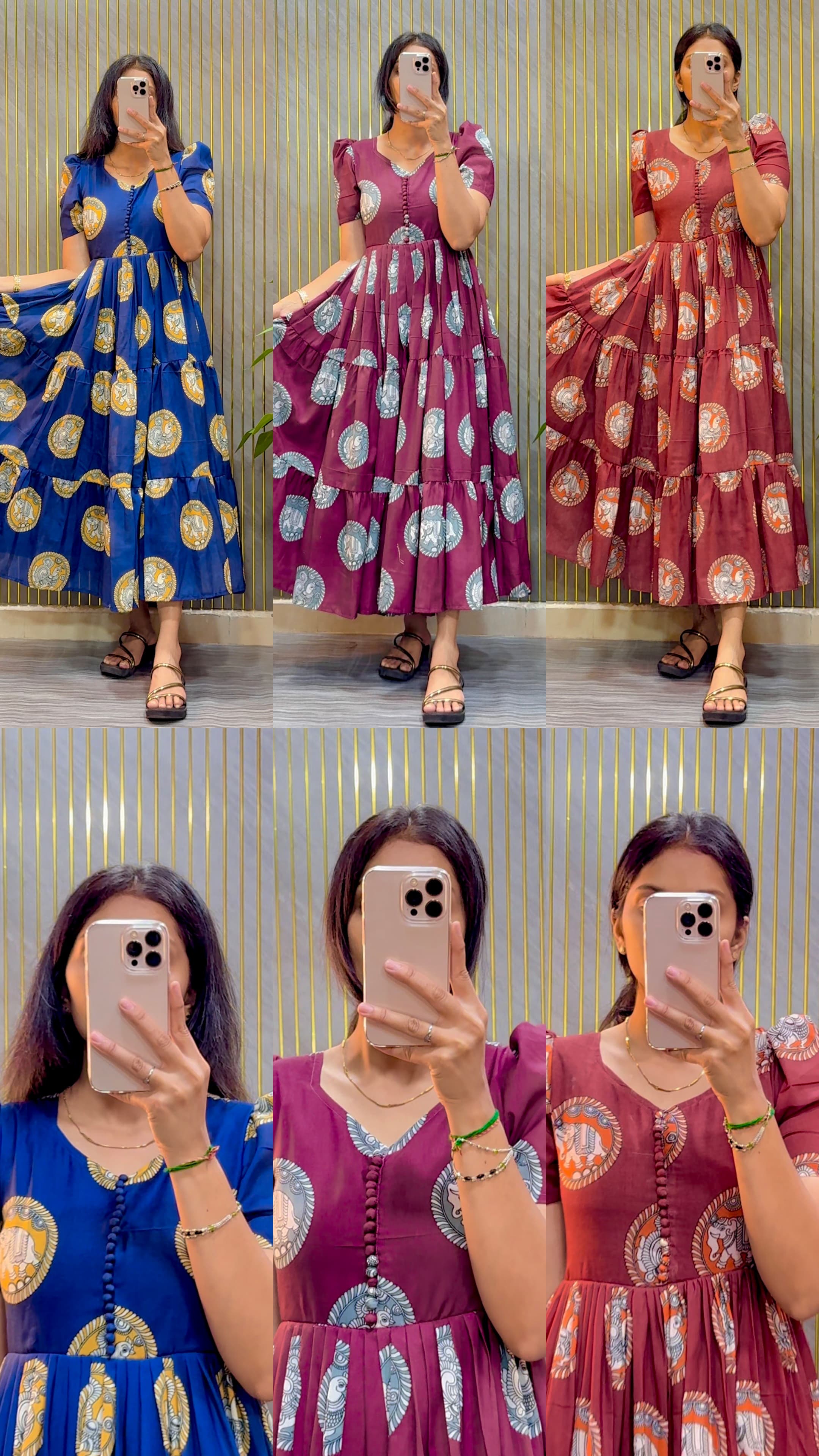 Cotton Kalamkari Block Printed Midi Dress