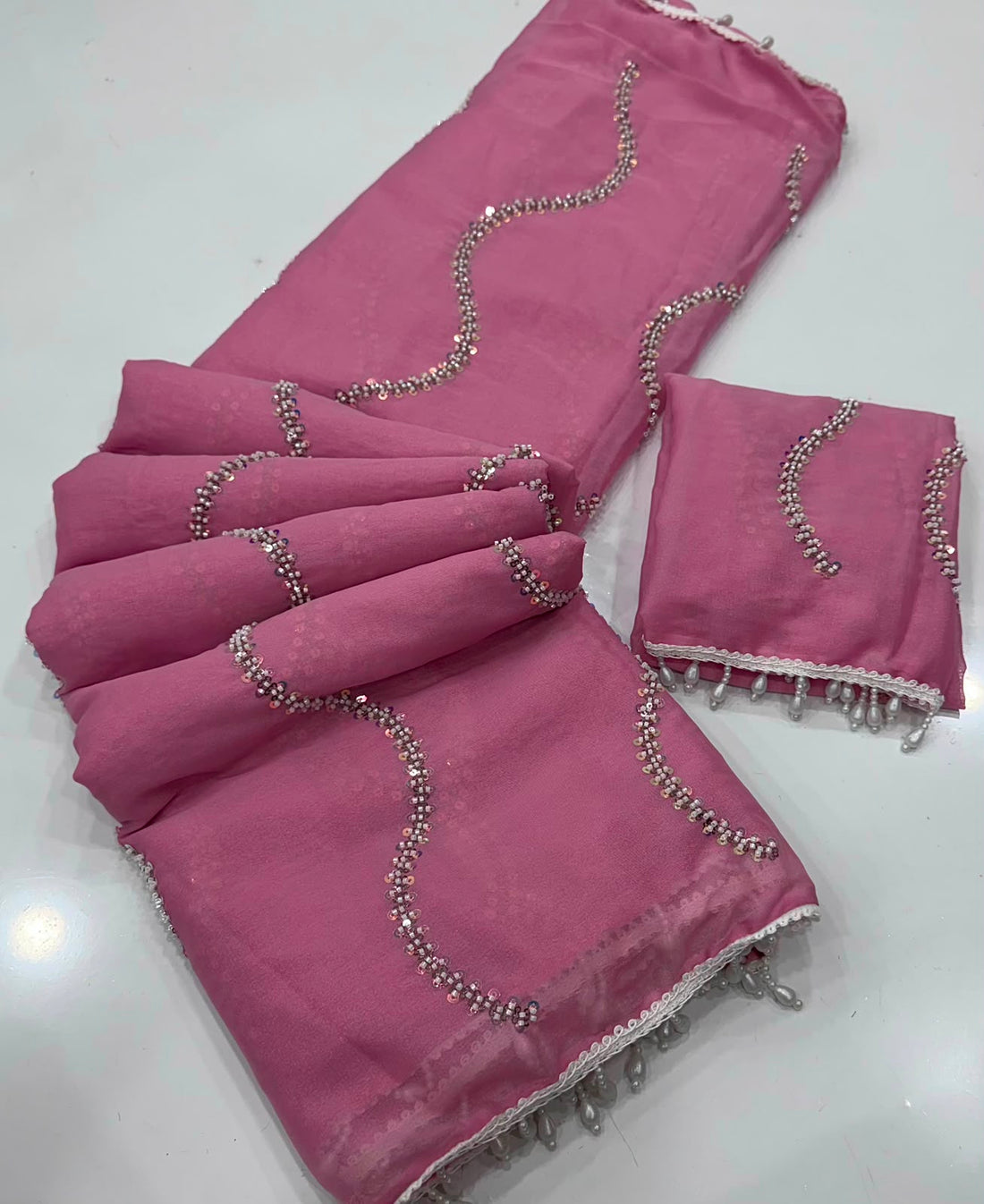 Georgette Maggam Work Sarees