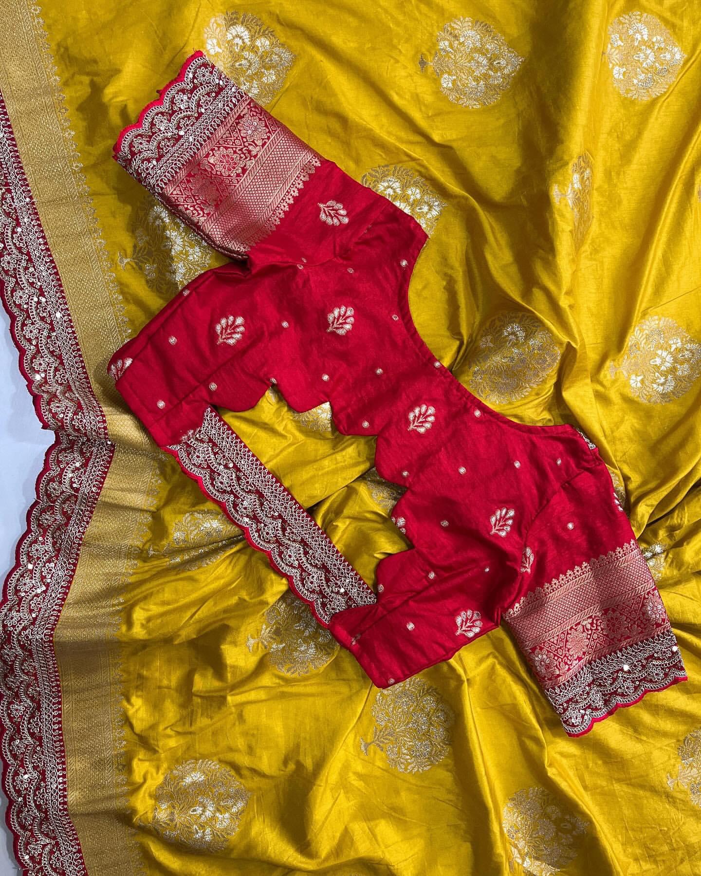 Premium Dola Silk Sarees with Readymade Stitched Blouse (38)