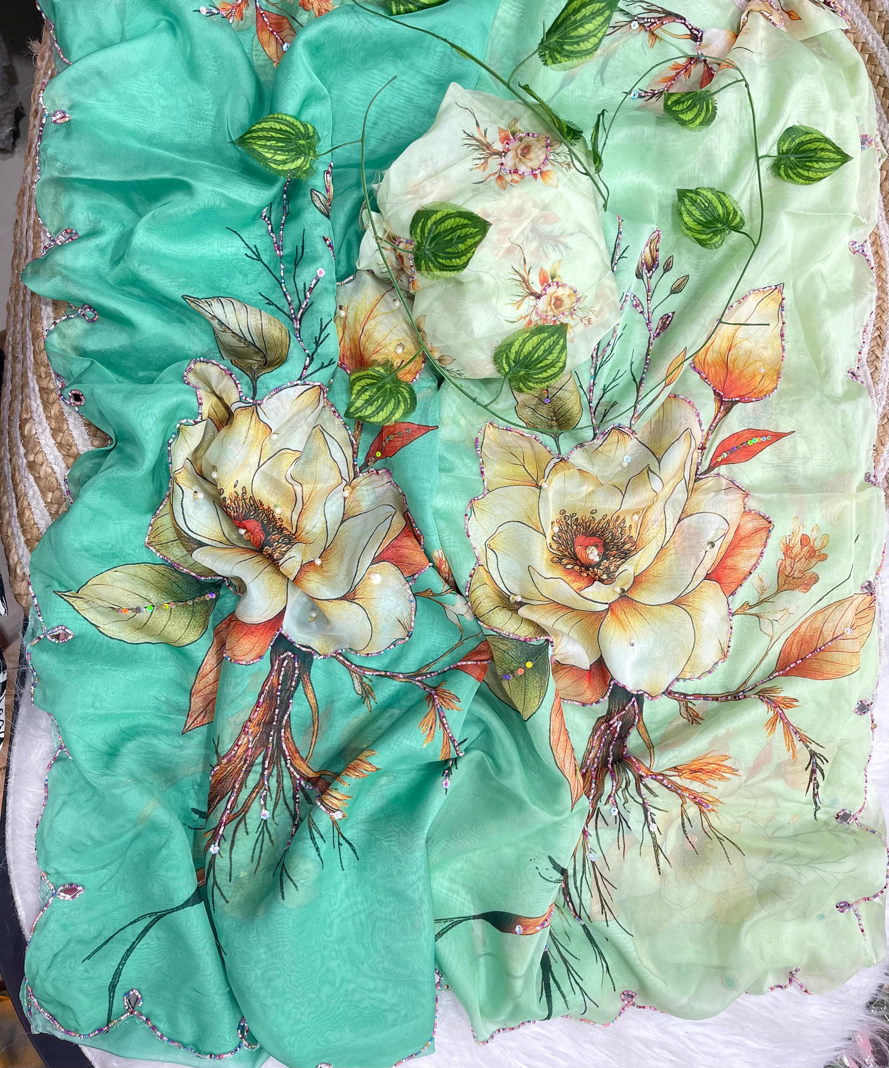 Pure soft tebby designer sarees