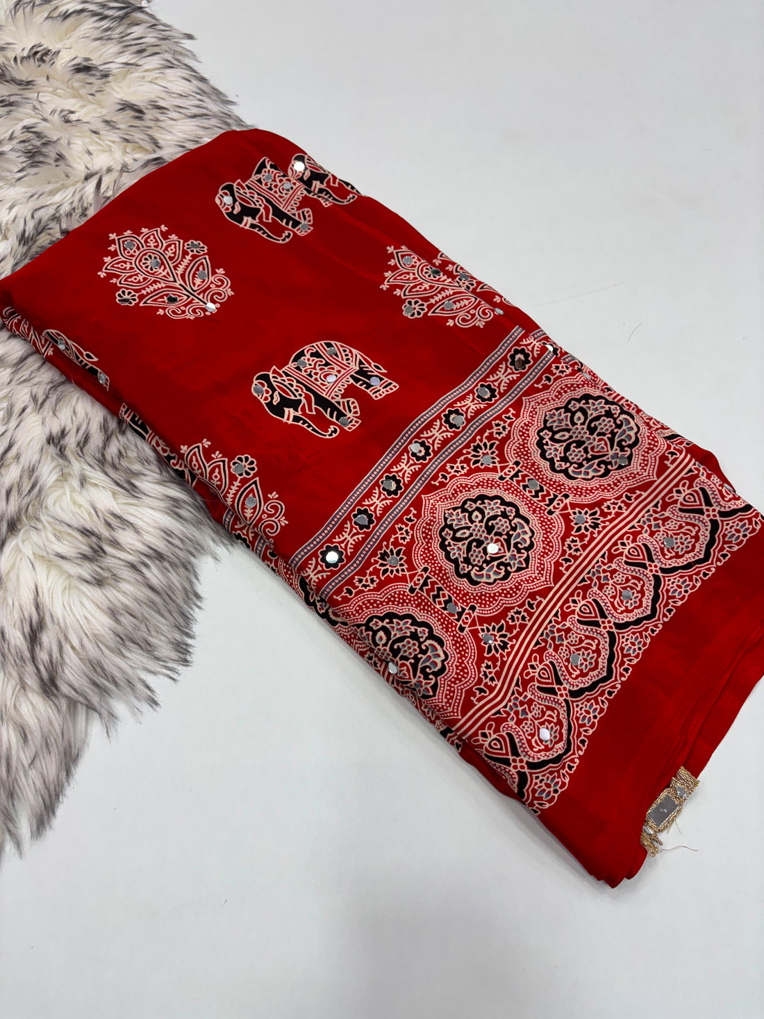 Ajrakh Mirror Work Sarees