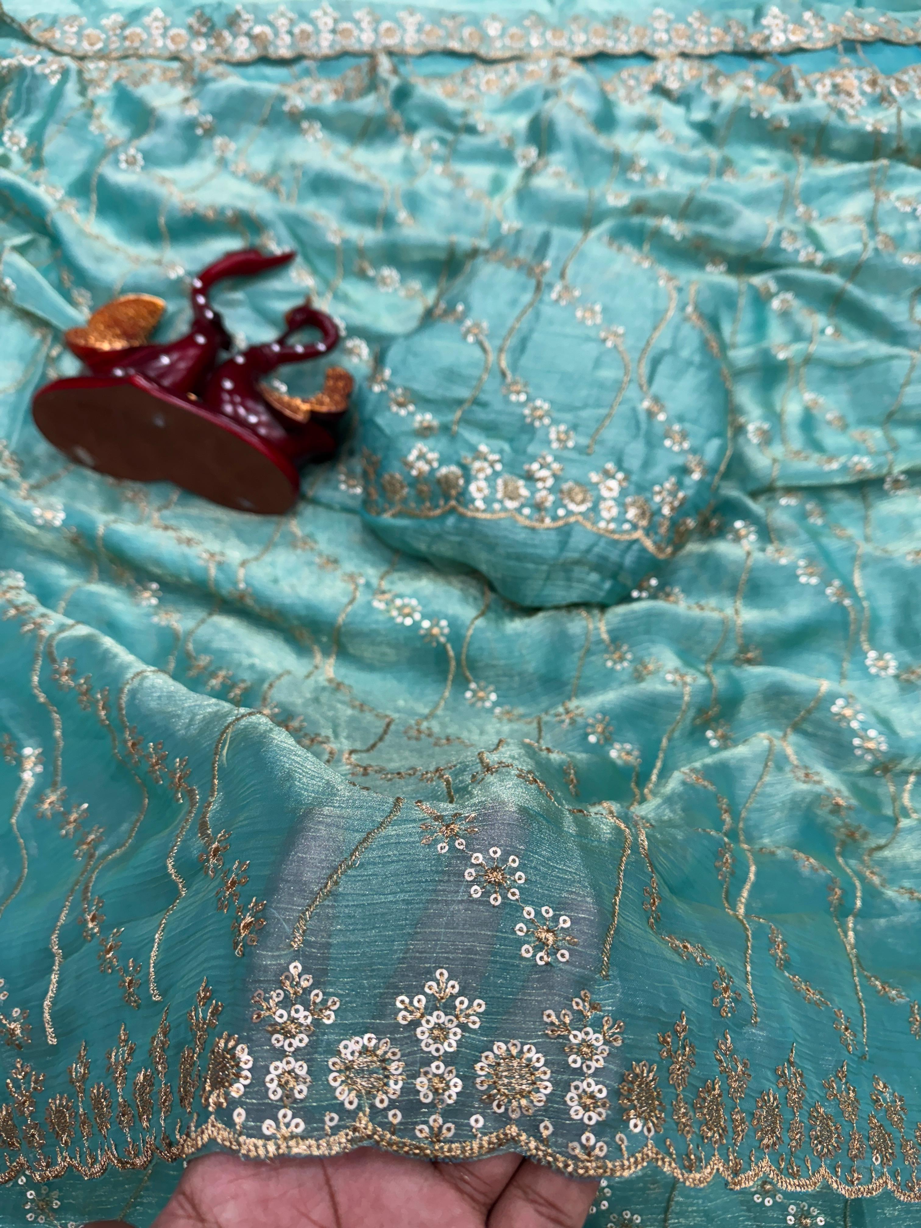 Trendy Sequence Work Space Silk Sarees