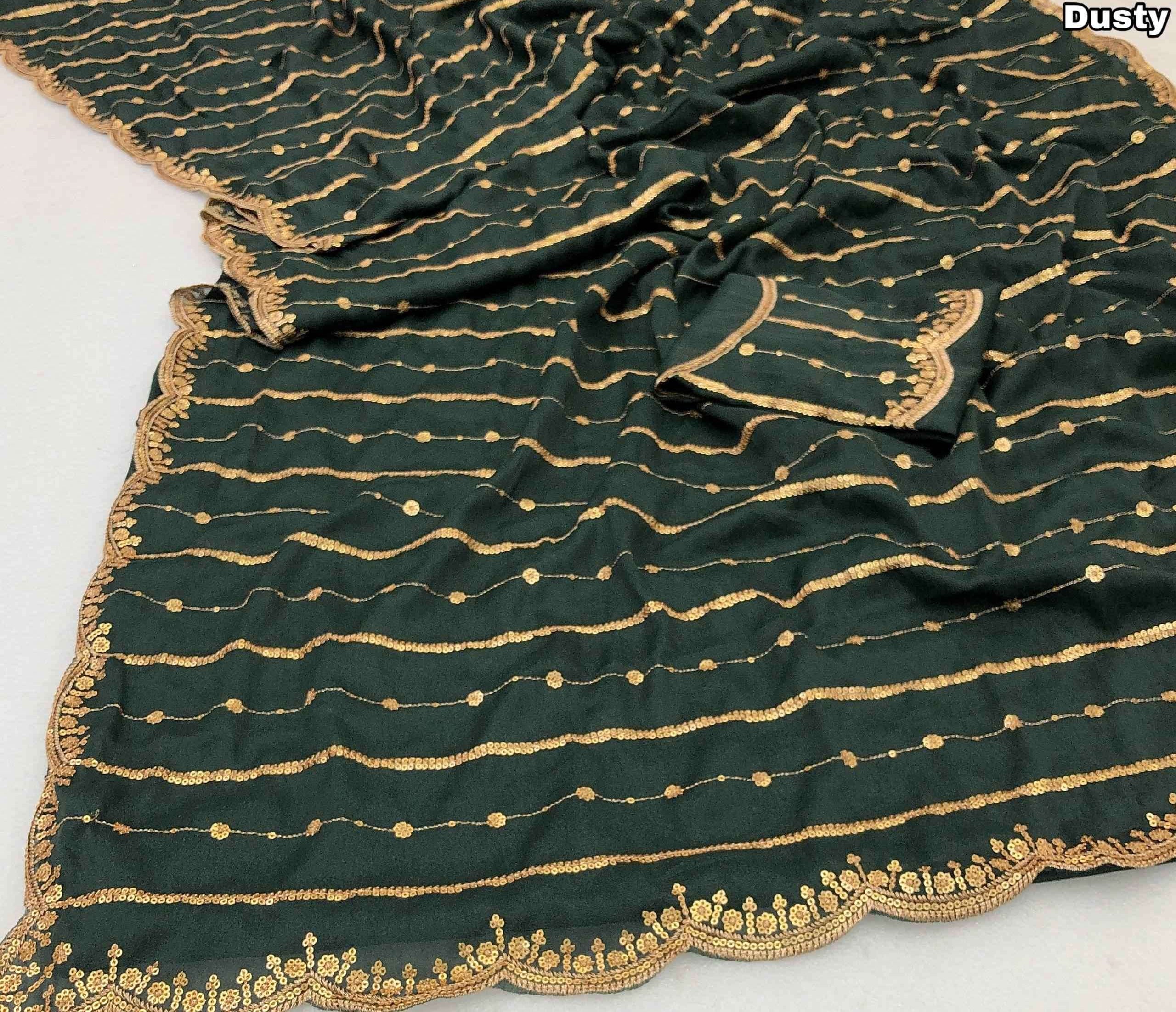 Trendy Georgette Sarees with Embroidery Sequence Work