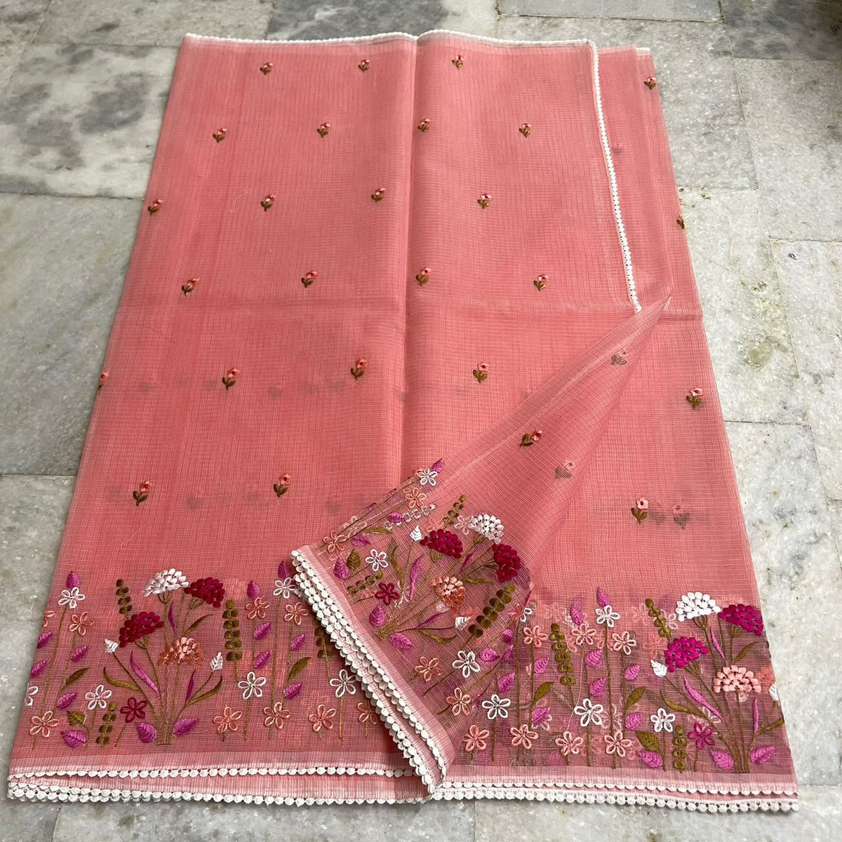 Kota soft cotton with crochet lace work