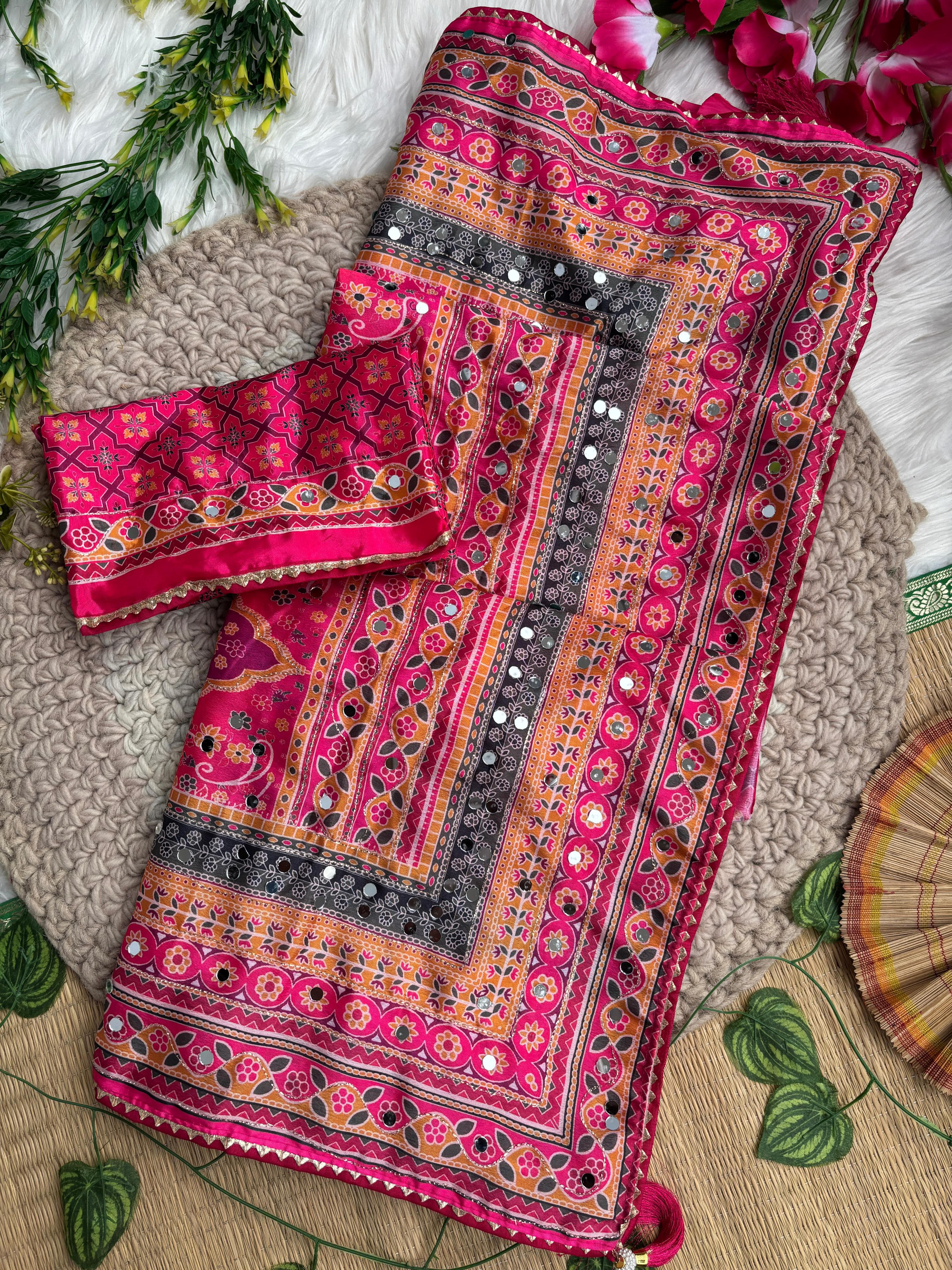 Elegant Rich look Soft Chinon Silk Sarees