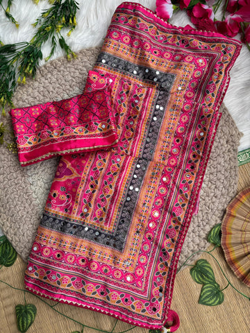 Elegant Rich look Soft Chinon Silk Sarees