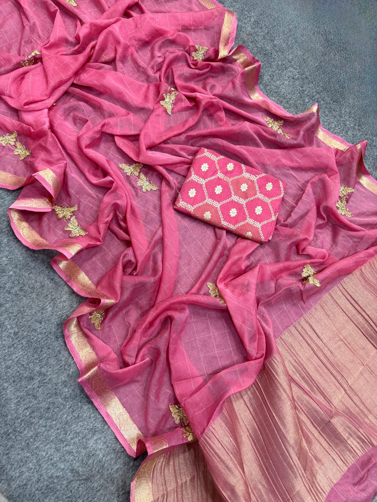Pure Viscose Georgette Sarees with butterfly Beats Work