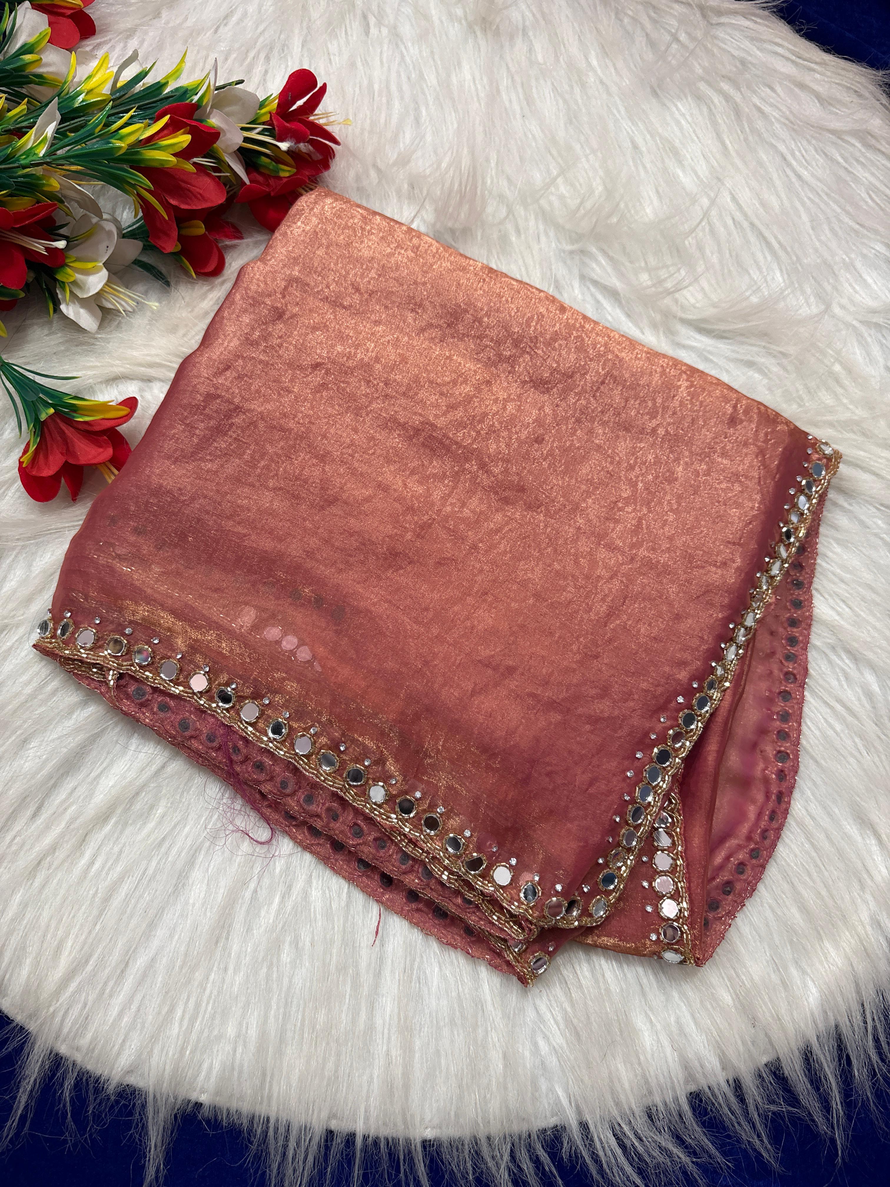 Cocktail mirror work sarees