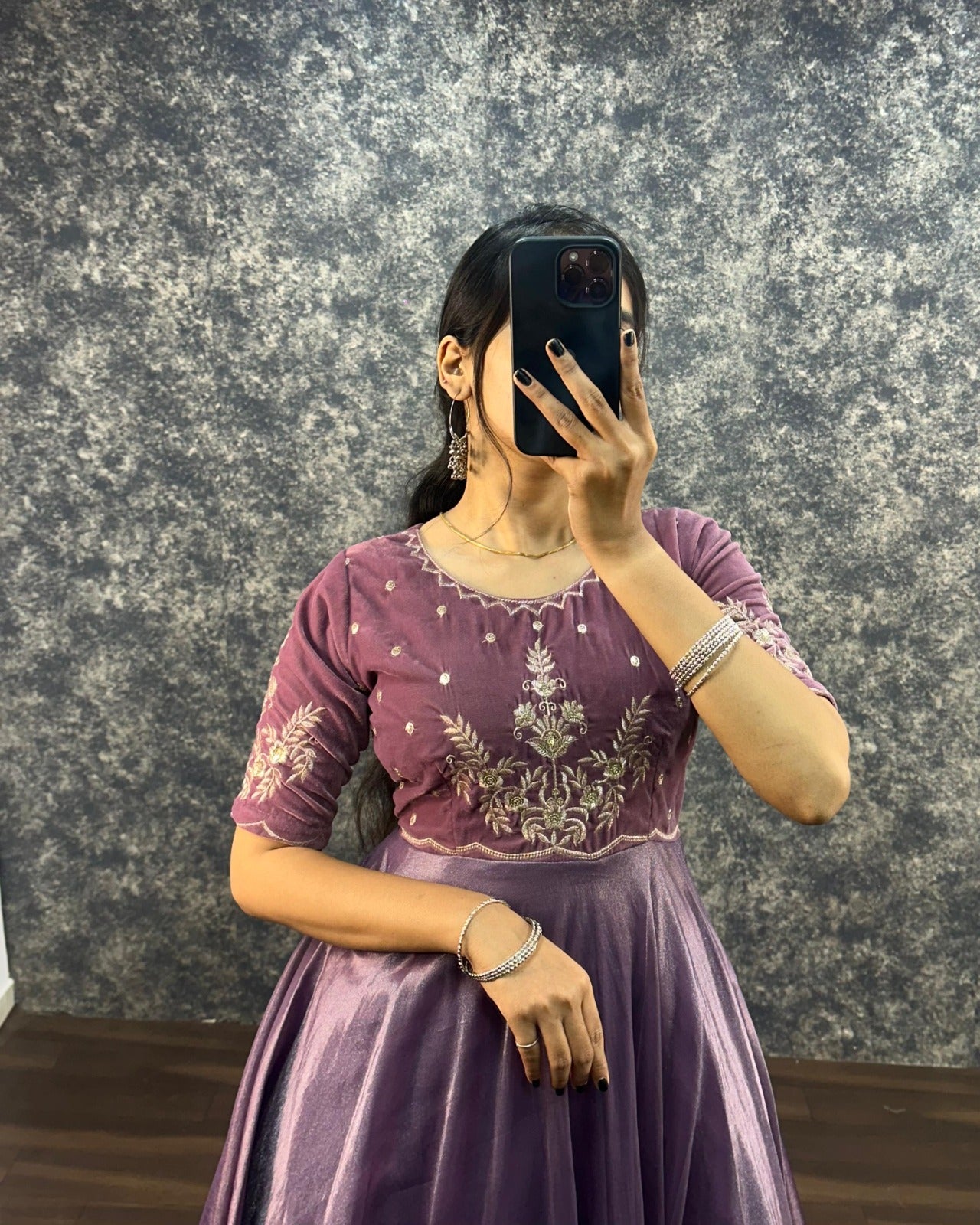 Designer Anarkali Gown & Duppata with Embroidery Work