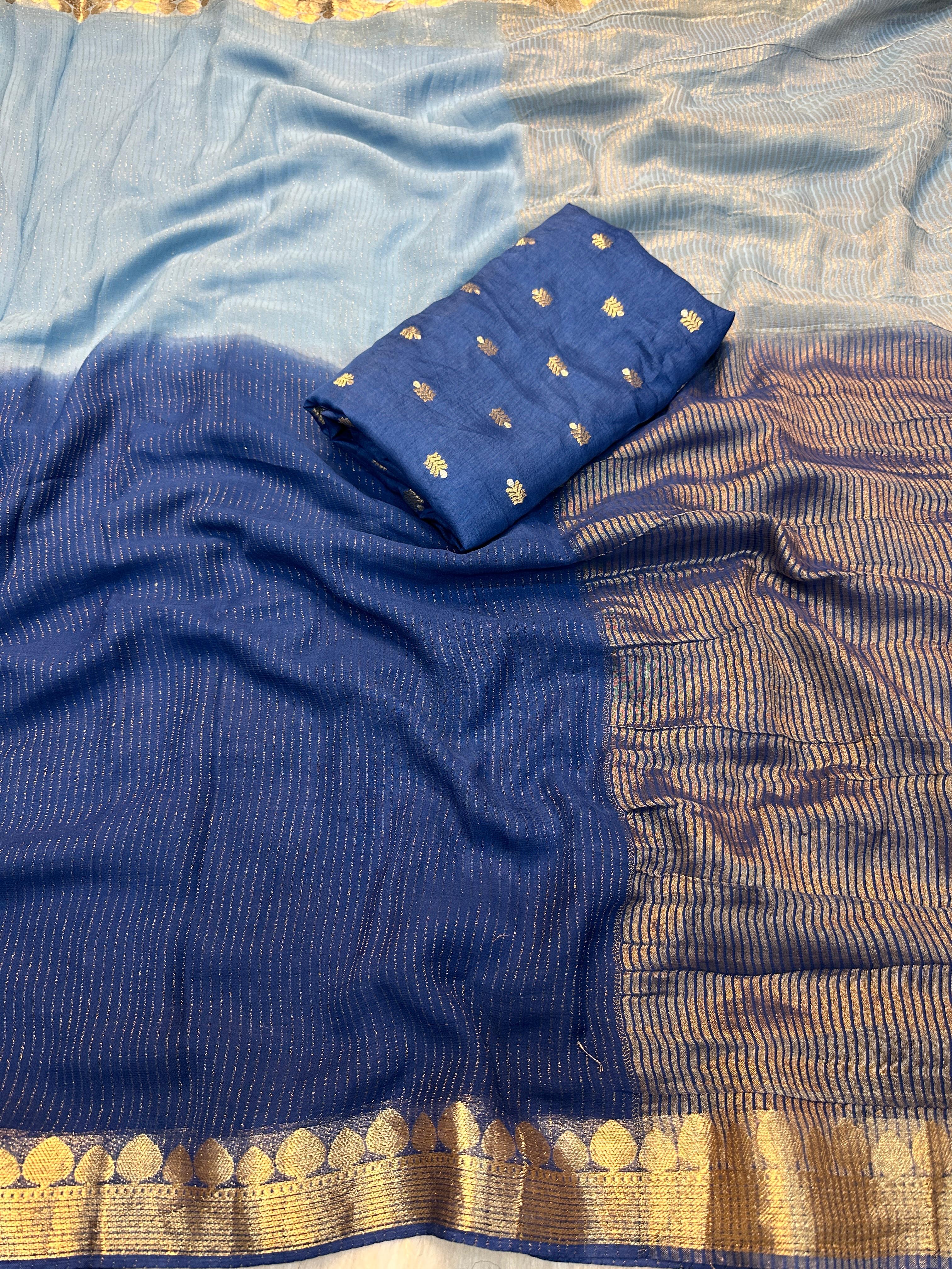 Pure Soft Viscose Weaving Jacquard Sarees with matching blouse