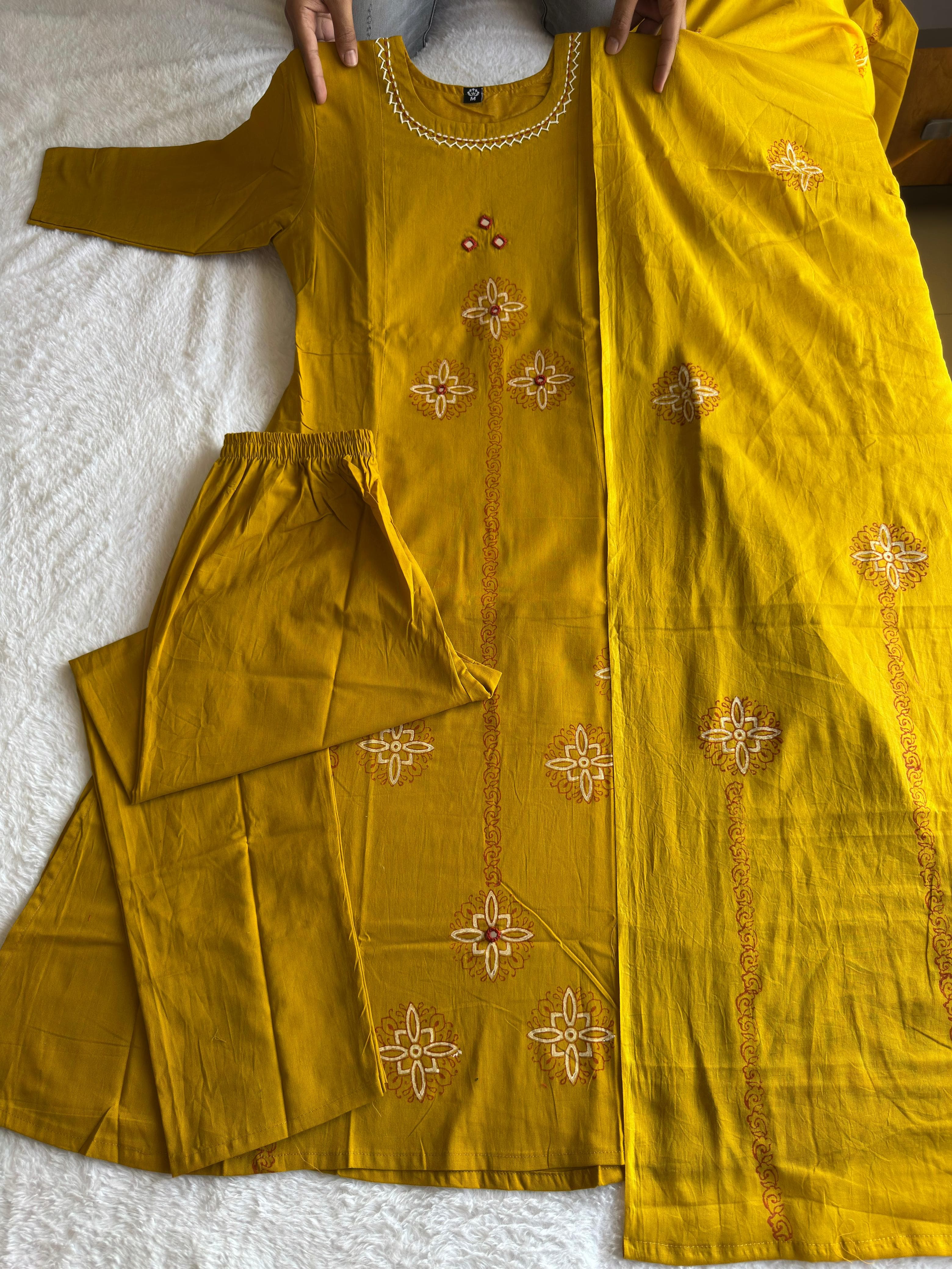 Designers A-Line Kurti Pent Dupatta Set