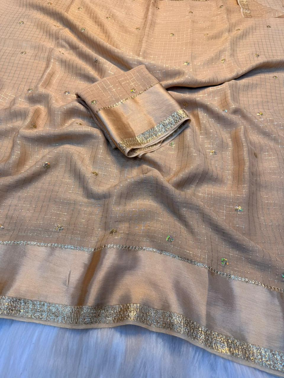 Viscose Georgette Full Sequence Work Sarees