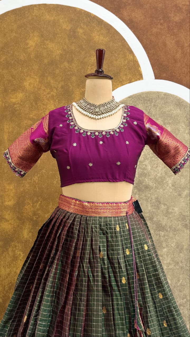 Premium Quality Pure Gadhwal Silk Fully Stitched Lehenga