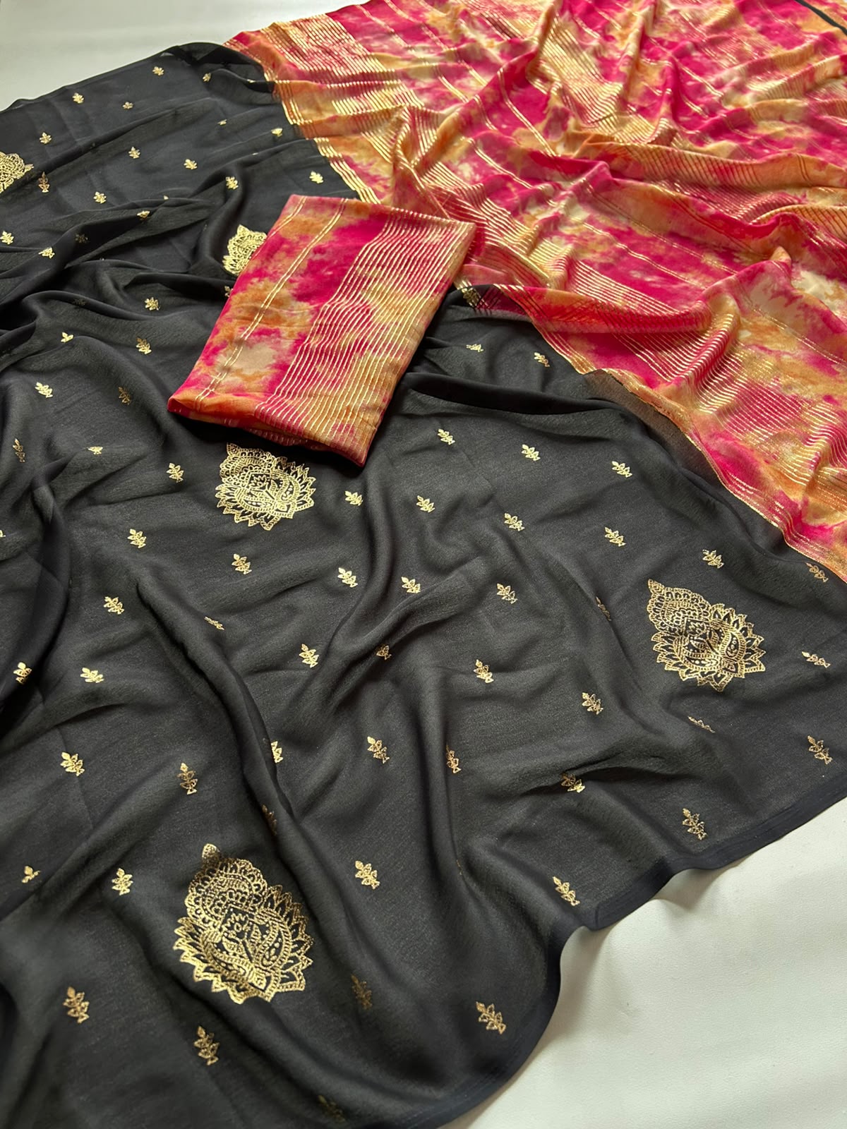Soft moss chiffon sarees