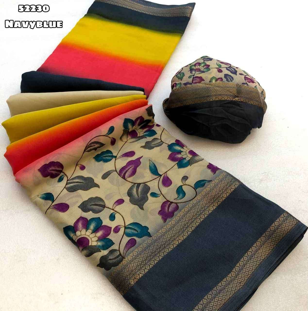 Chiffon shaded saree with floral print