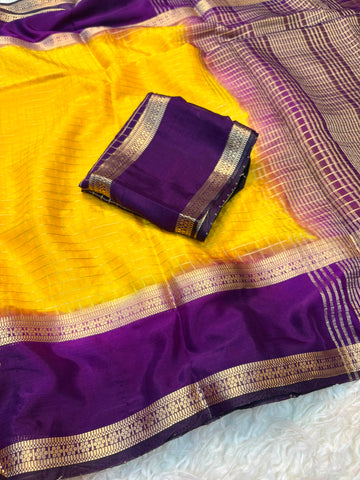 Chinnon Saree with Weaving Chex
