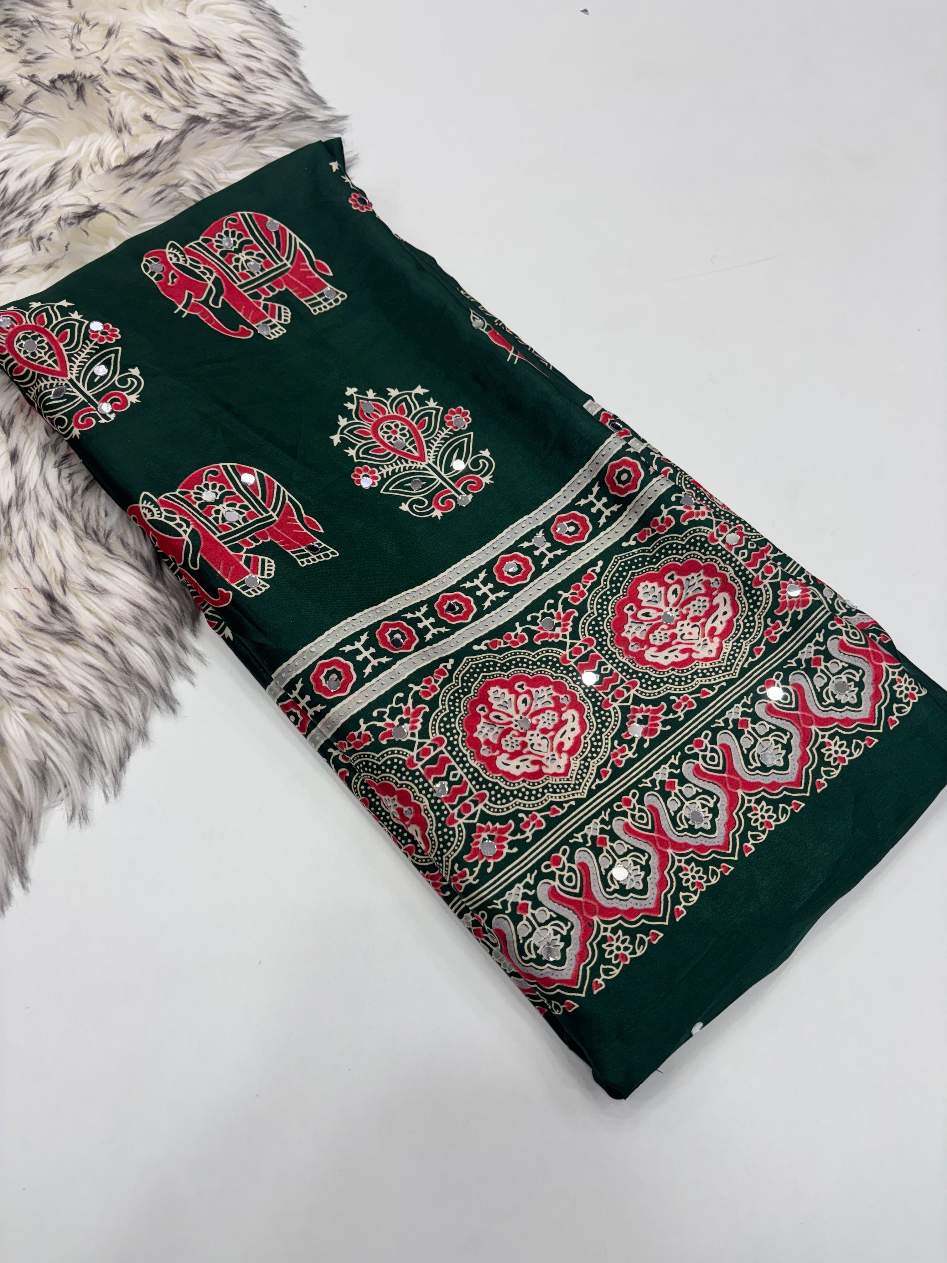 Ajrakh Mirror Work Sarees
