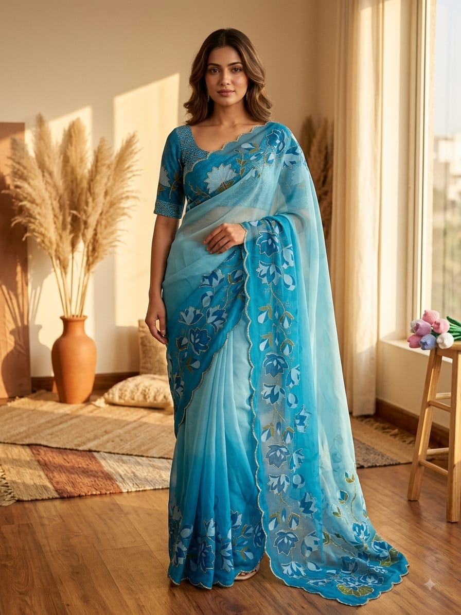 Soft Tebby Silk with Katdana Handwork