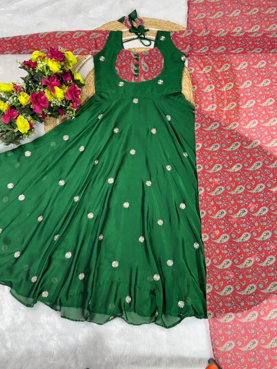 Rangoli Anarkali Suit with Printed Duppata