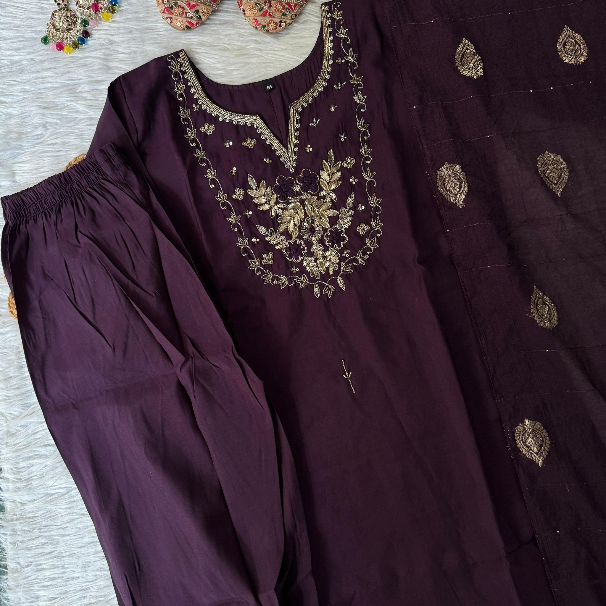Beautiful Premium Brown Designer Kurti Set