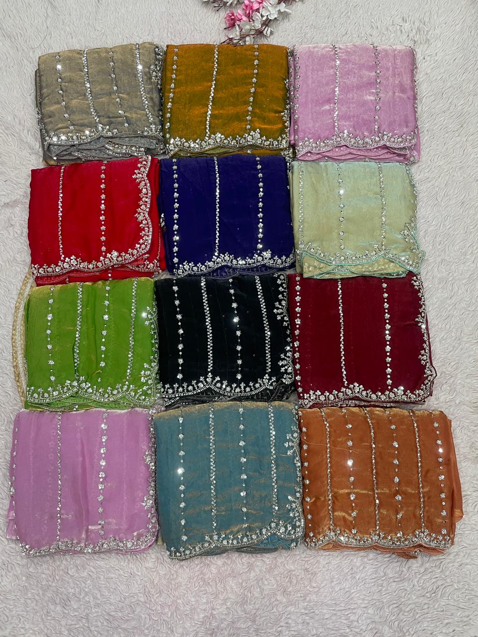 Fendy Satin Space Silk Saree with Premium Beads Handwork