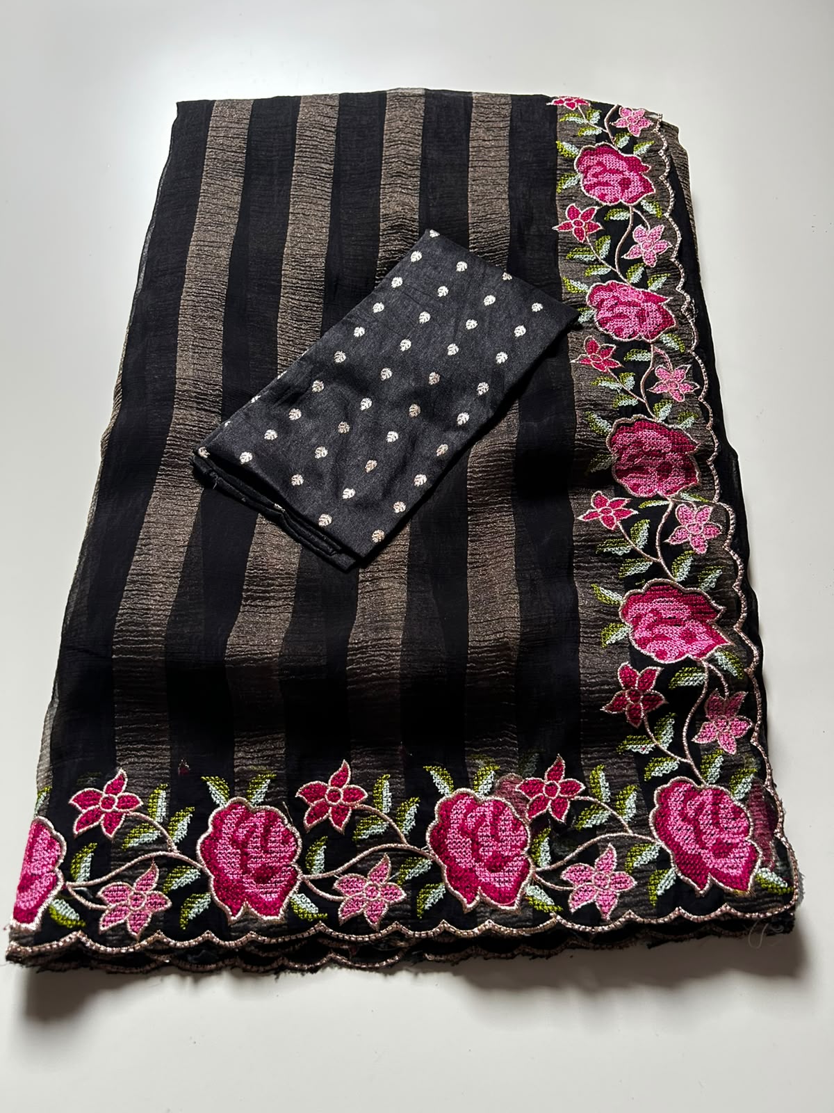 Pure Viscose Georgette stripes saree