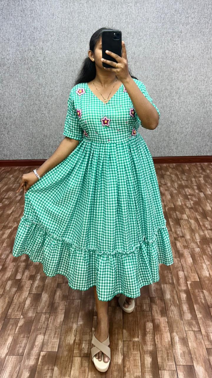 Cambric Cotton Designer Frocks