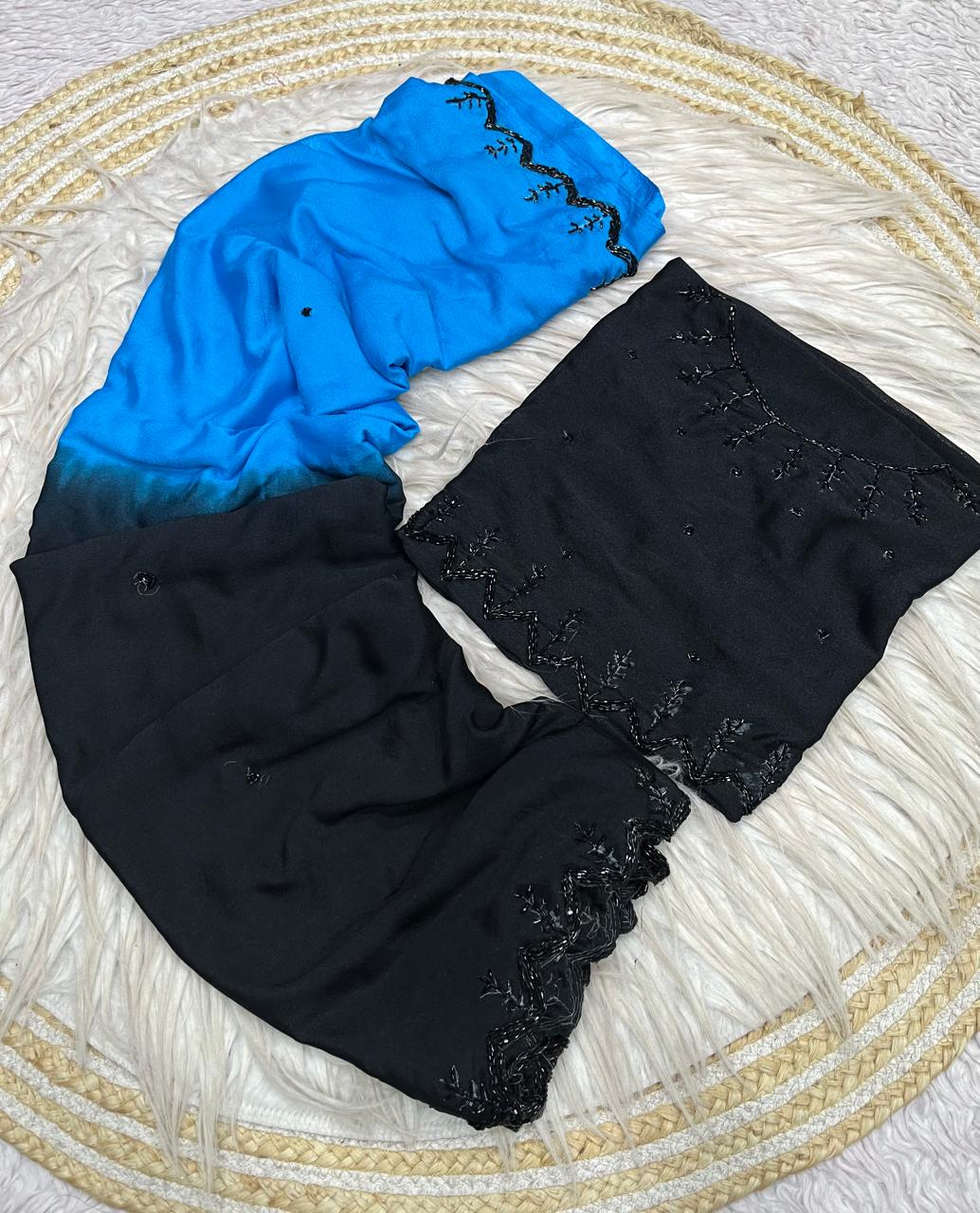 Viscose Chinnon Sarees in dual shade
