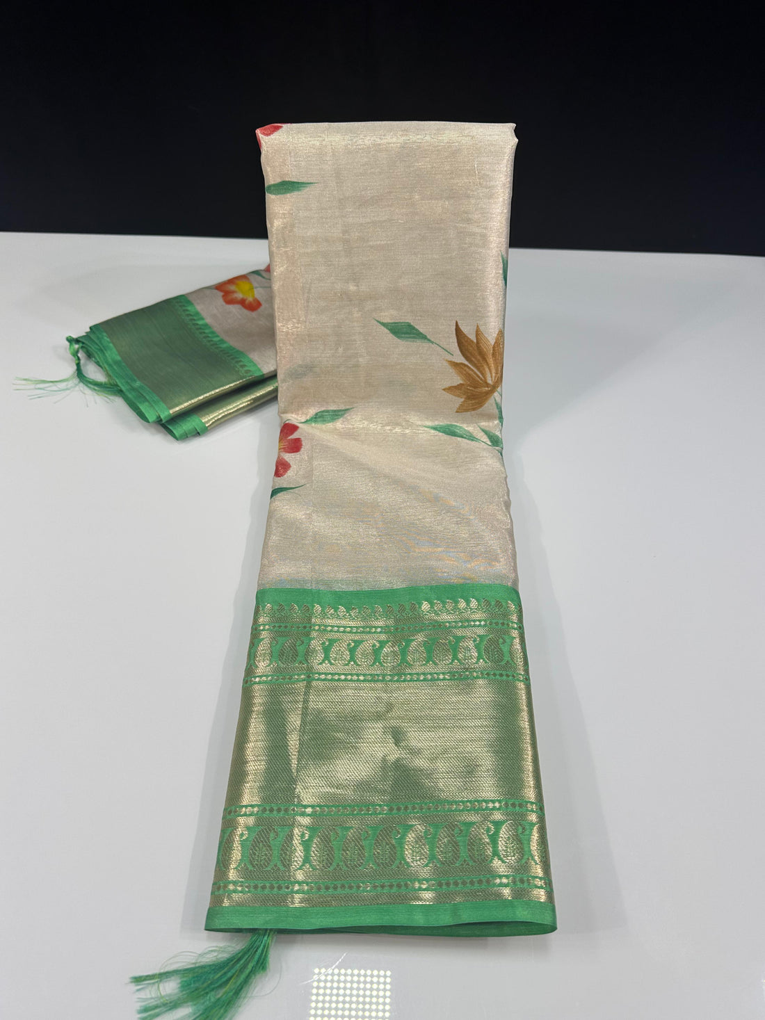 Hand Painted Soft Banarasi Tissue Silk Saree