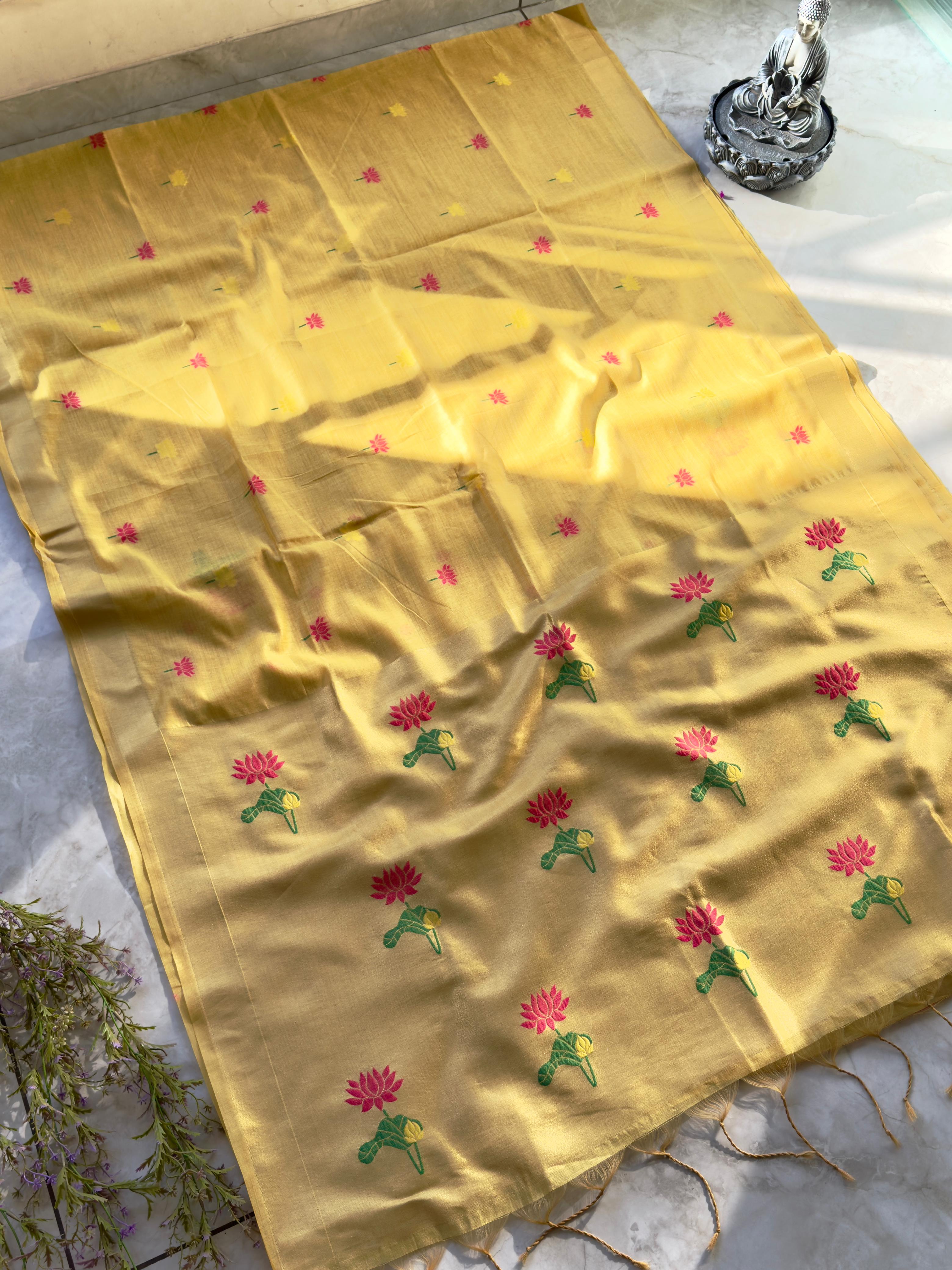 Soft Muslin Muga Jamdani Sarees