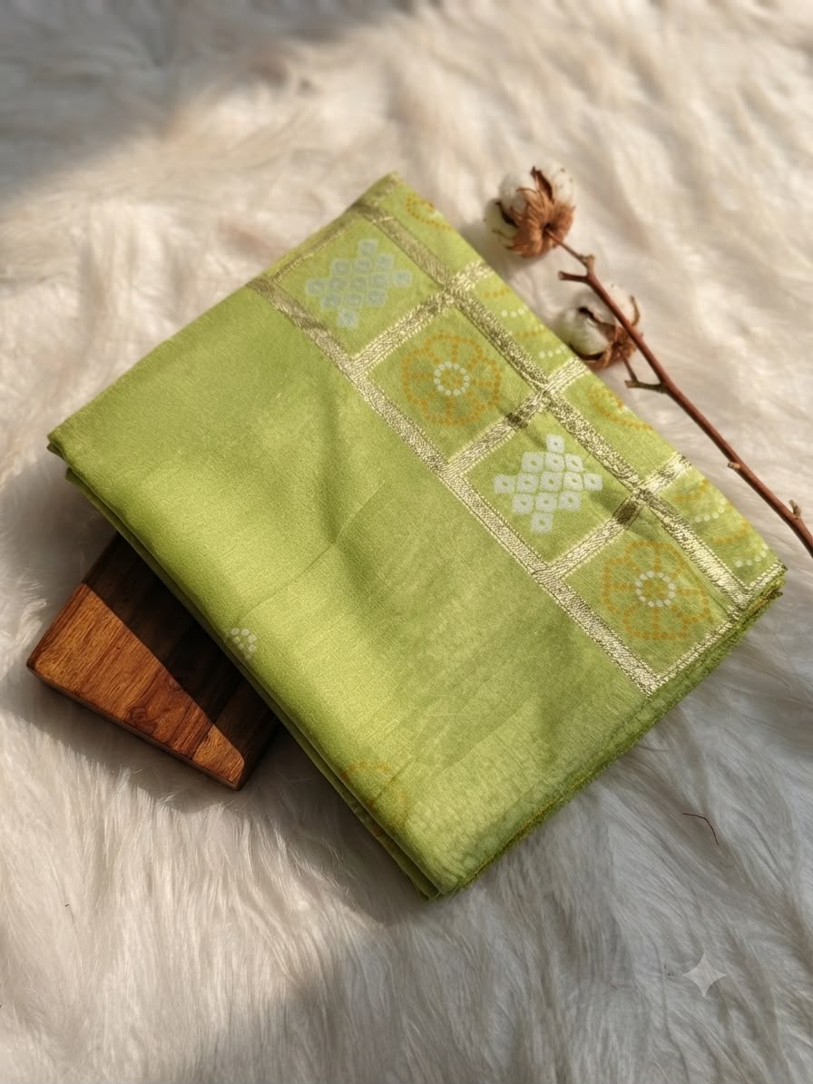 Semi Mysore Silk Sarees with Bandhni Pallu