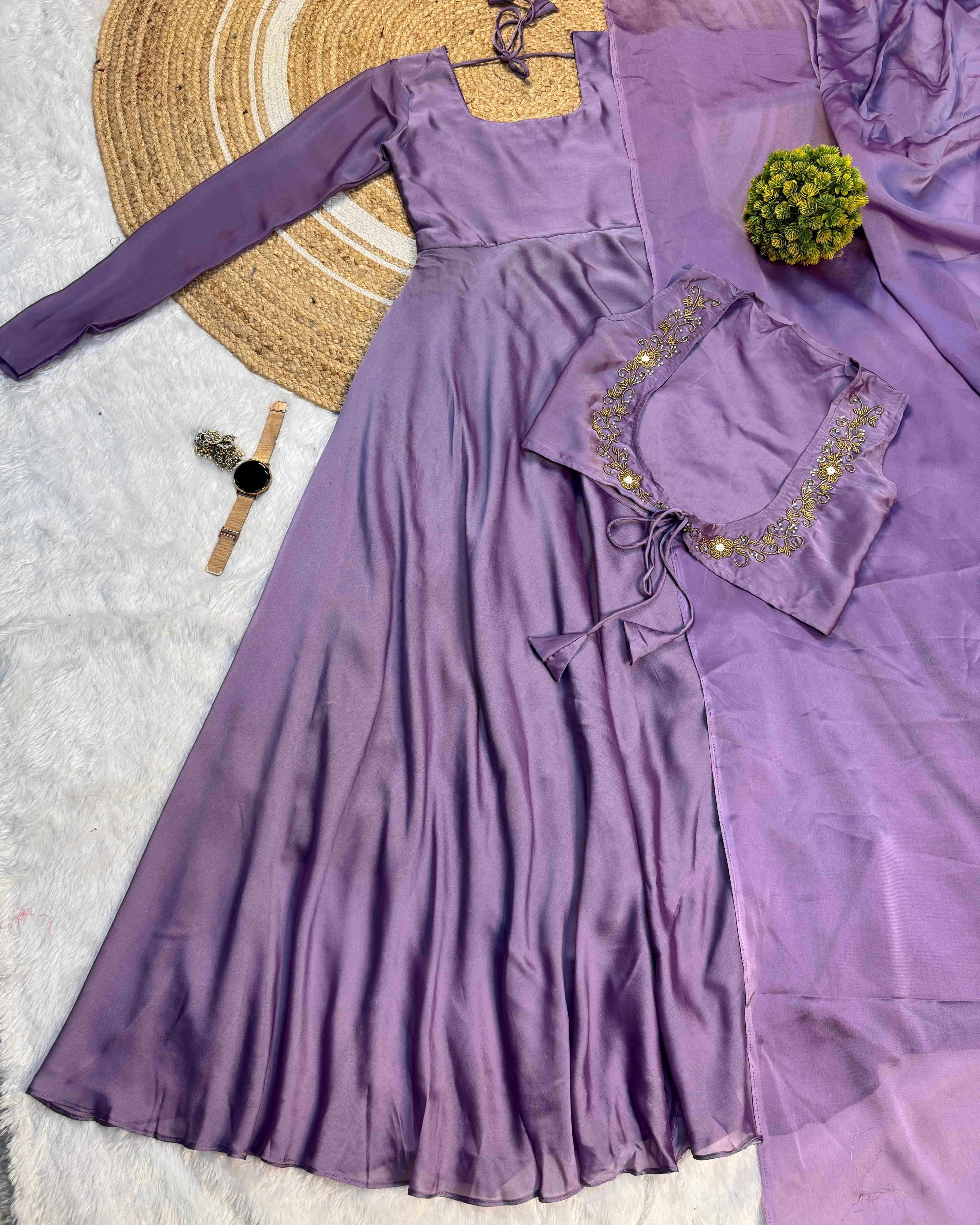 Premium Rangoli Silk Gown Wear in 3 Styles