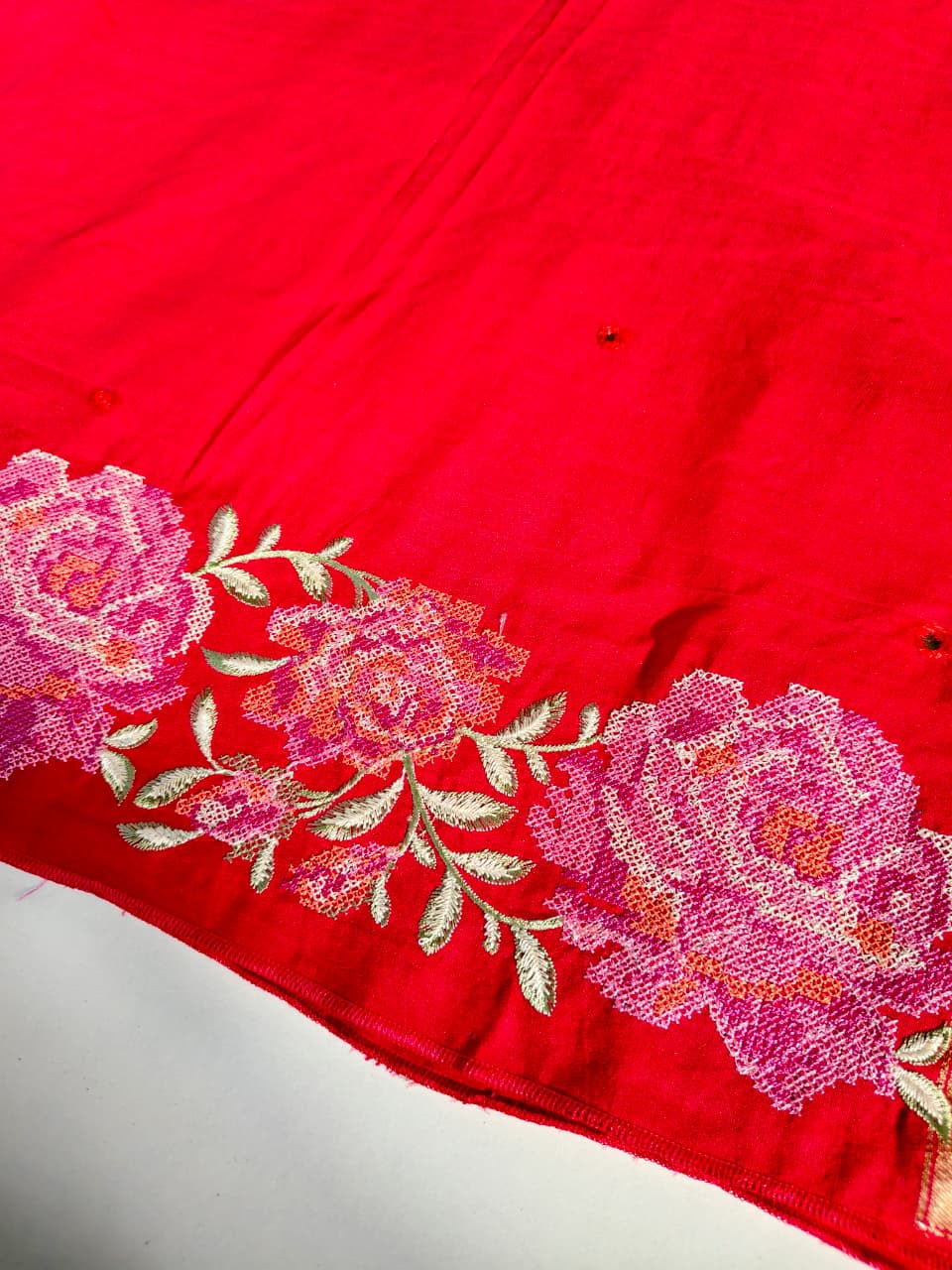 Pure Soft Dola Sarees with beautiful cross stitch & Aari Mirror Work