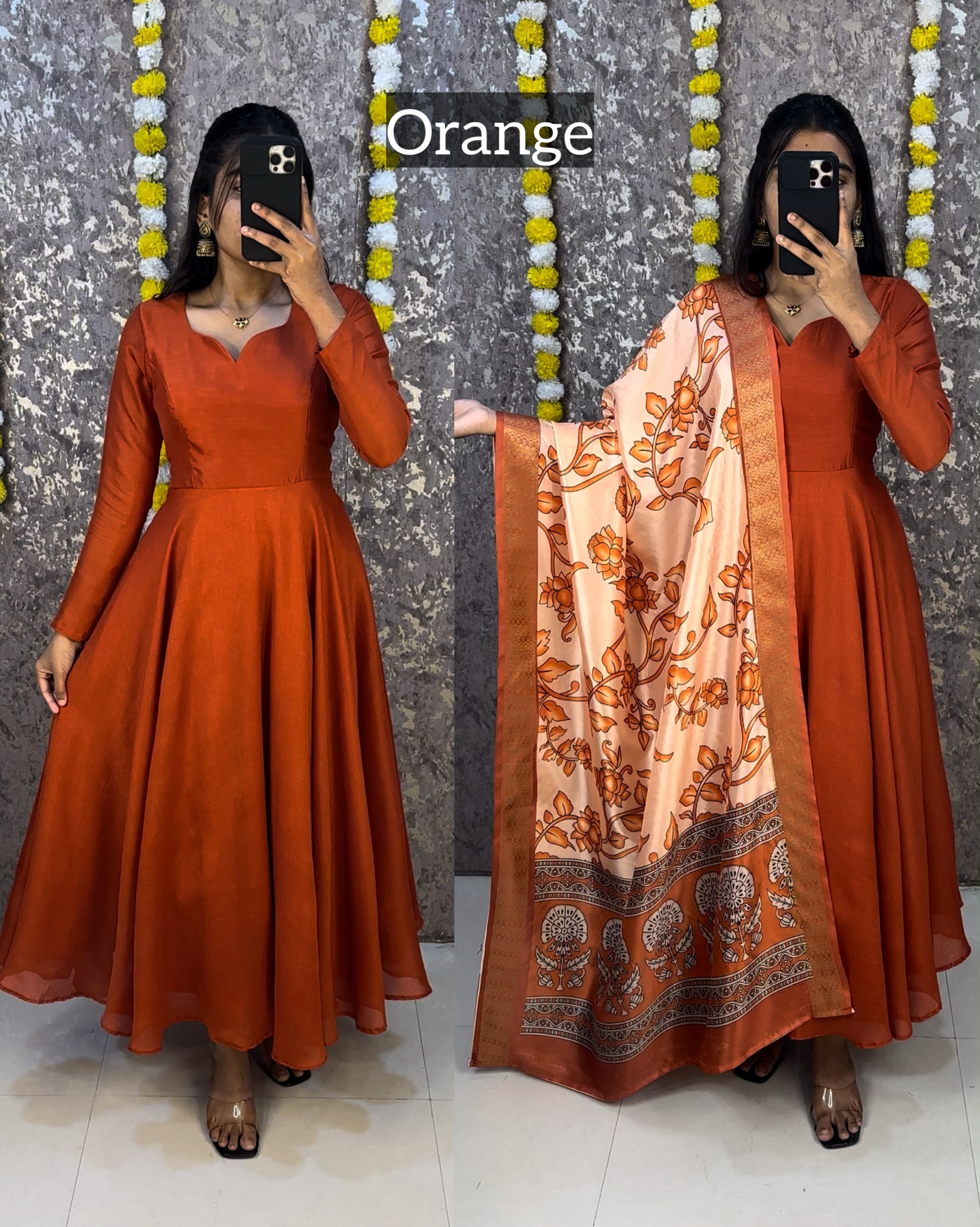Beautiful Plain Vichitra Anarkali with trending Kalamkari Duppata