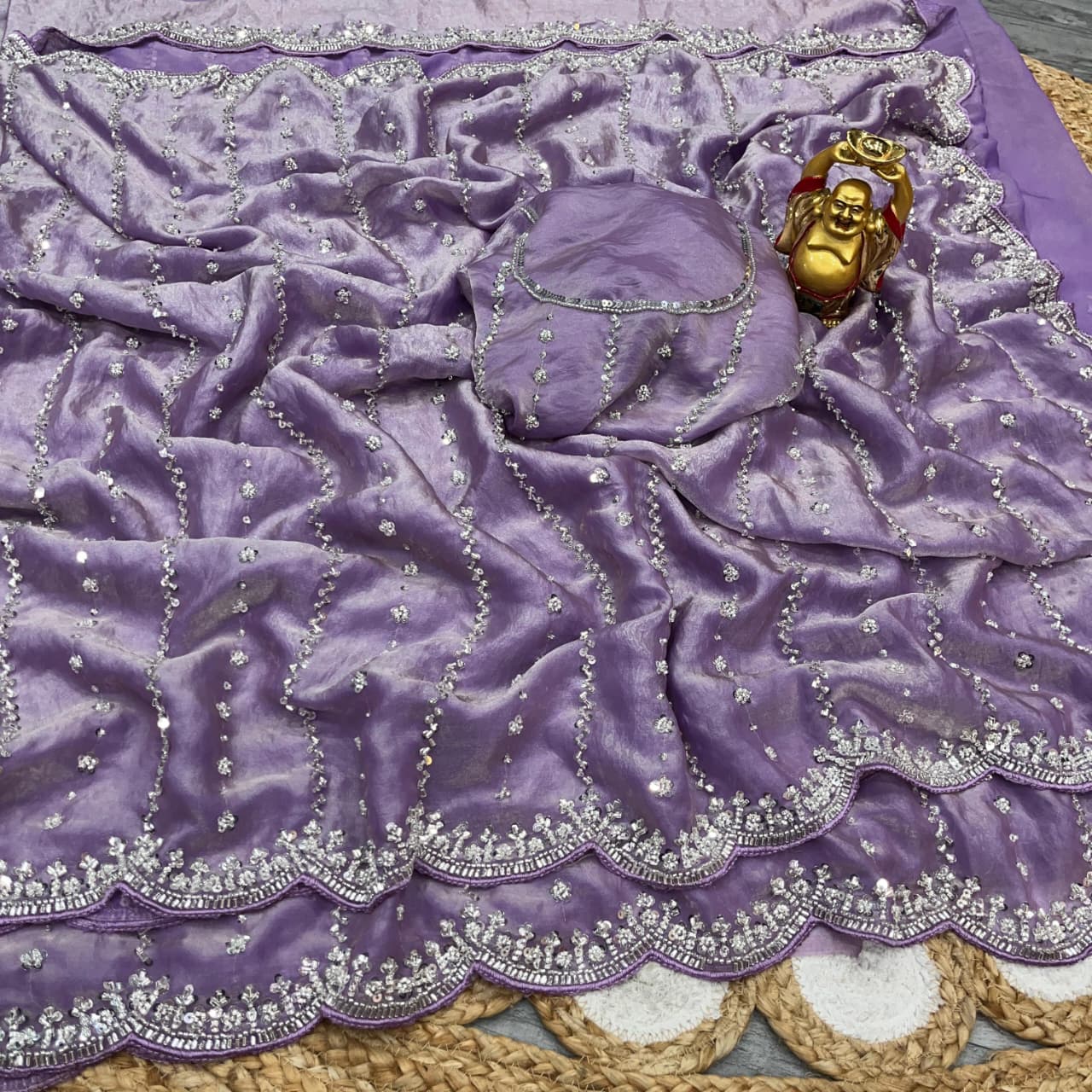 Space Silk Saree with Premium Beads Handwork