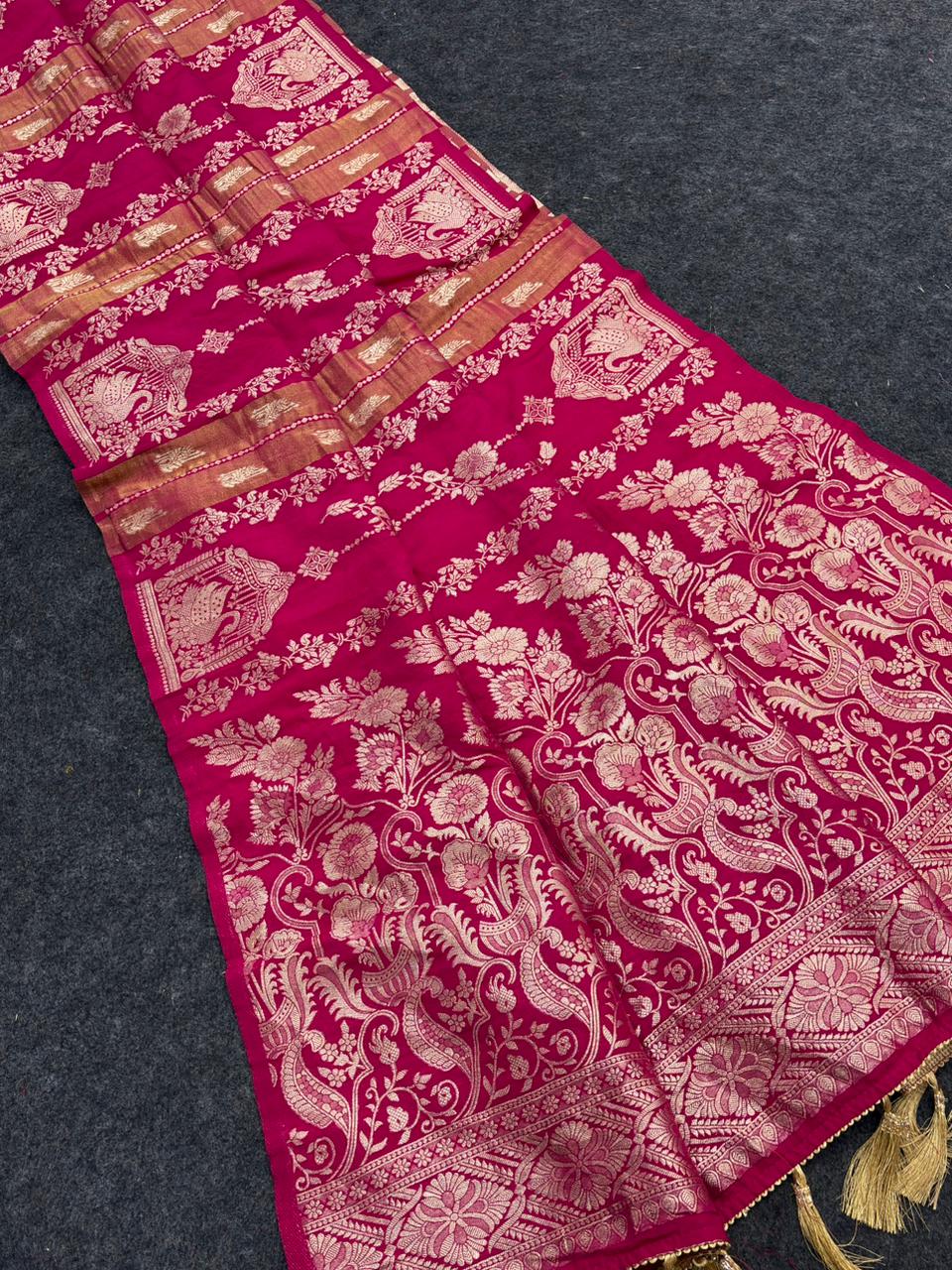 Rich Crepe Khadi tissue Paithani silk Sarees