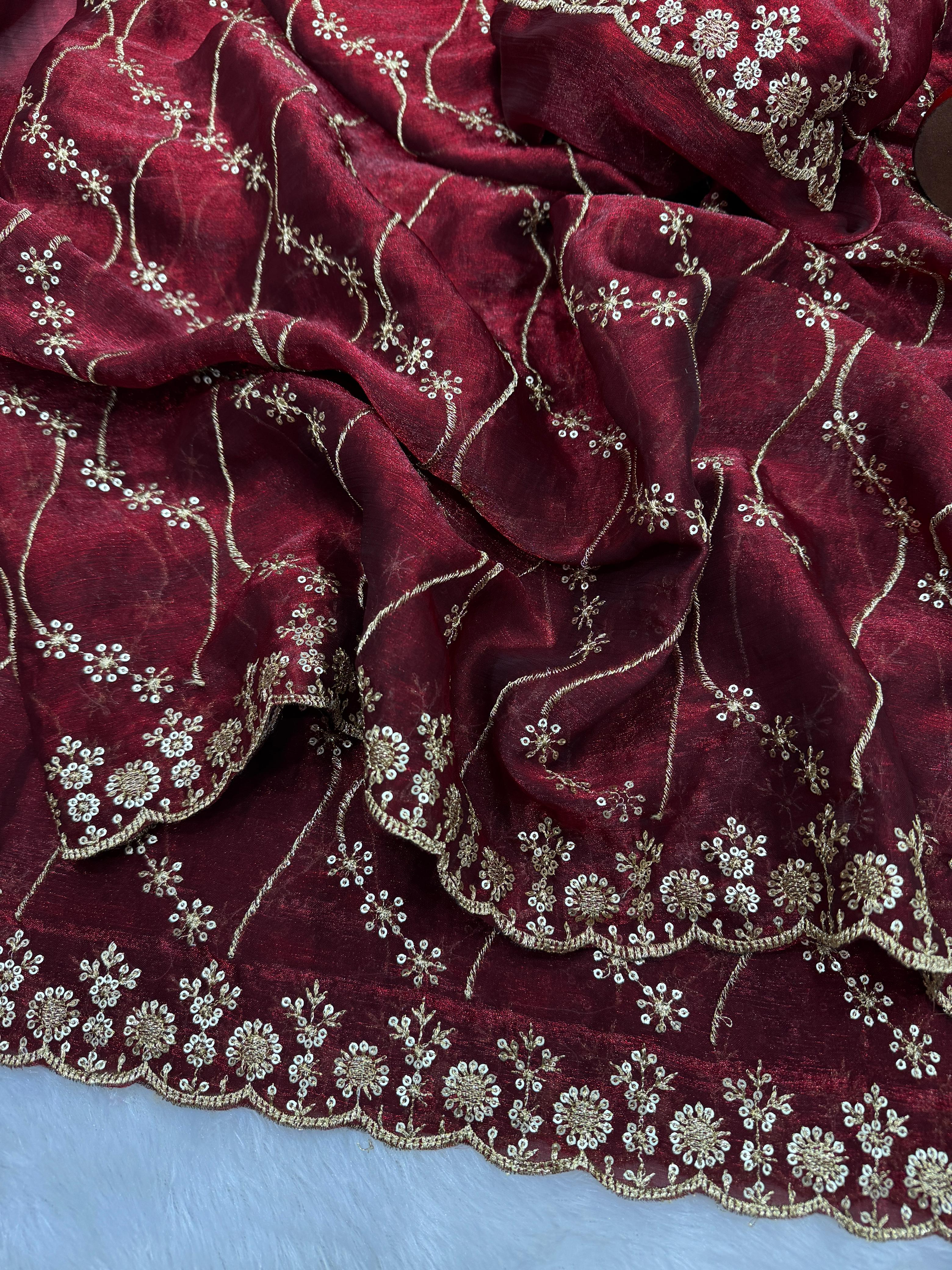 Trendy Sequence Work Space Silk Sarees